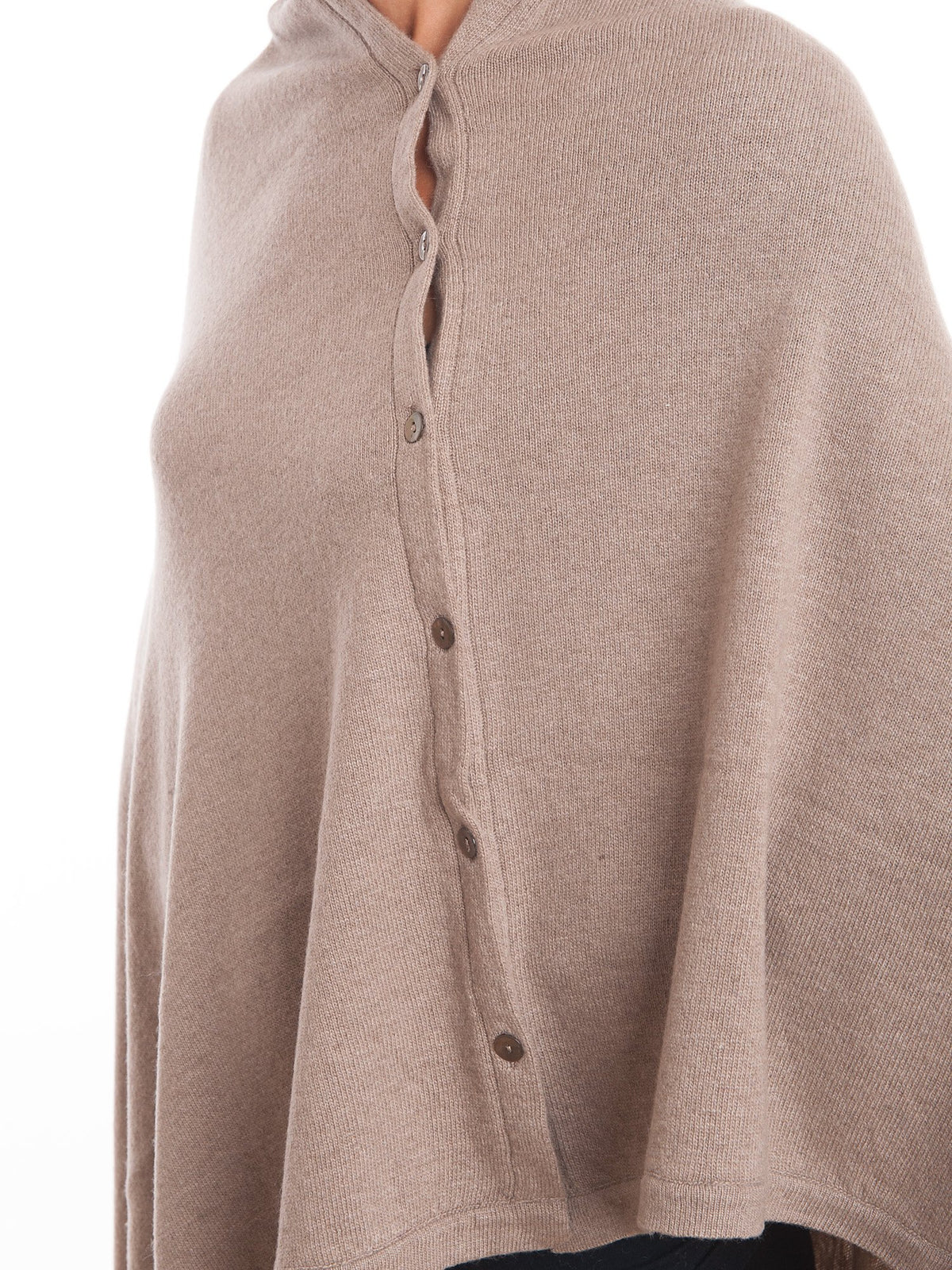 Poncho à boutons femme mélange cachemire, coloris Vison, vue 4 | Dalle Piane Cashmere