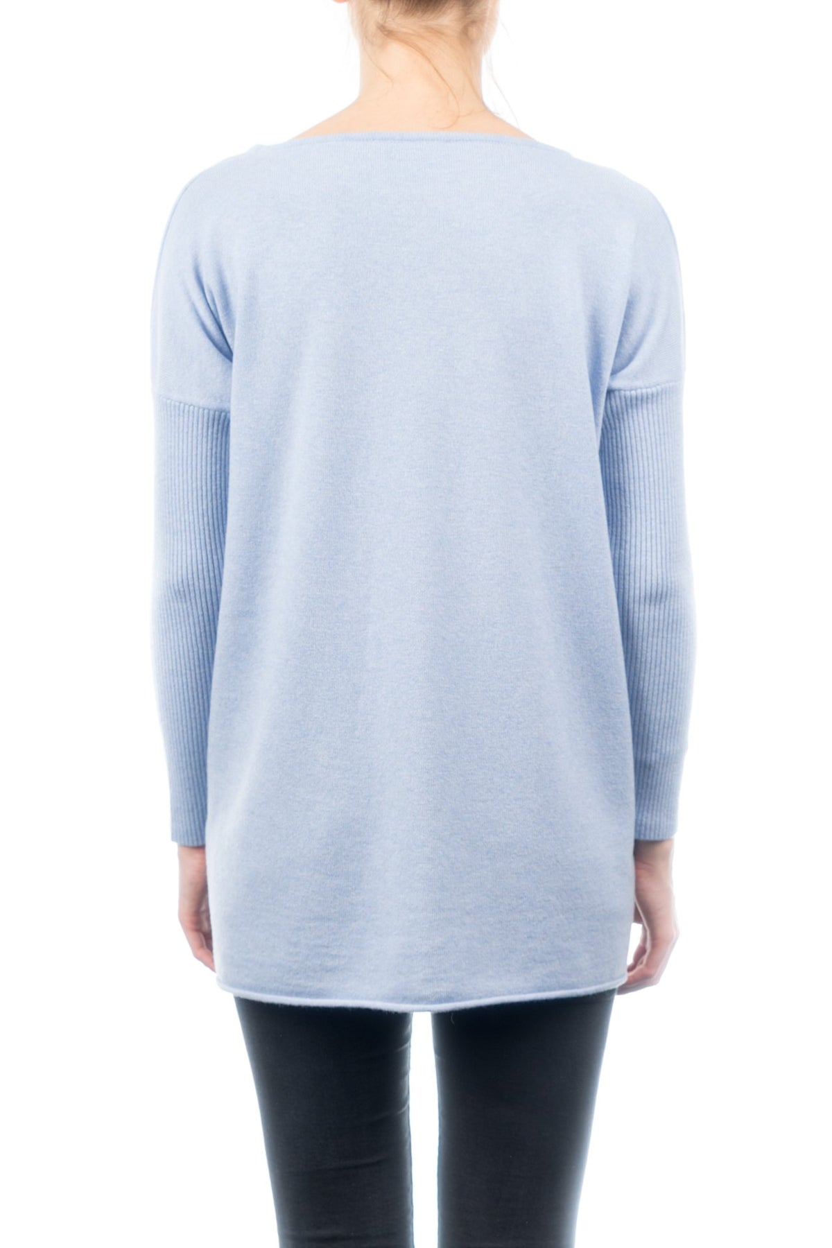 Maxi-pull femme mélange cachemire, coloris Ciel, vue 3 | Dalle Piane Cashmere