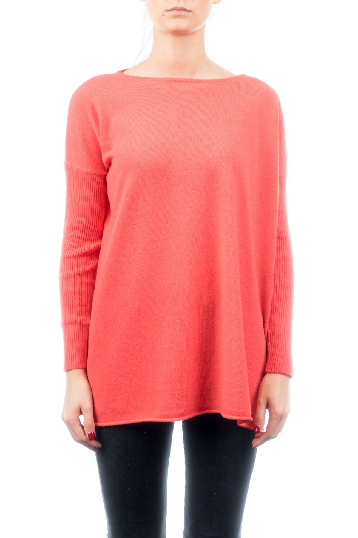 Maxi-pull femme mélange cachemire, coloris Orange | Dalle Piane Cashmere