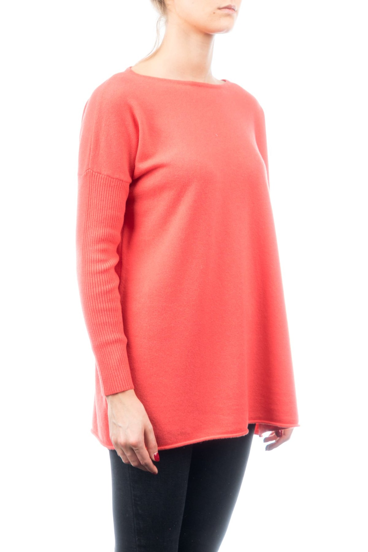 Maxi-pull femme mélange cachemire, coloris Orange, vue 2 | Dalle Piane Cashmere
