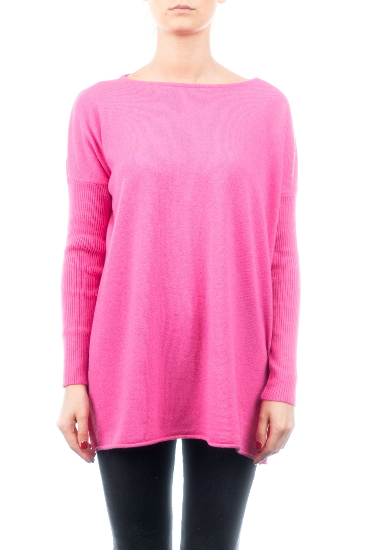 Maxi-pull femme mélange cachemire, coloris Fuchsia | Dalle Piane Cashmere