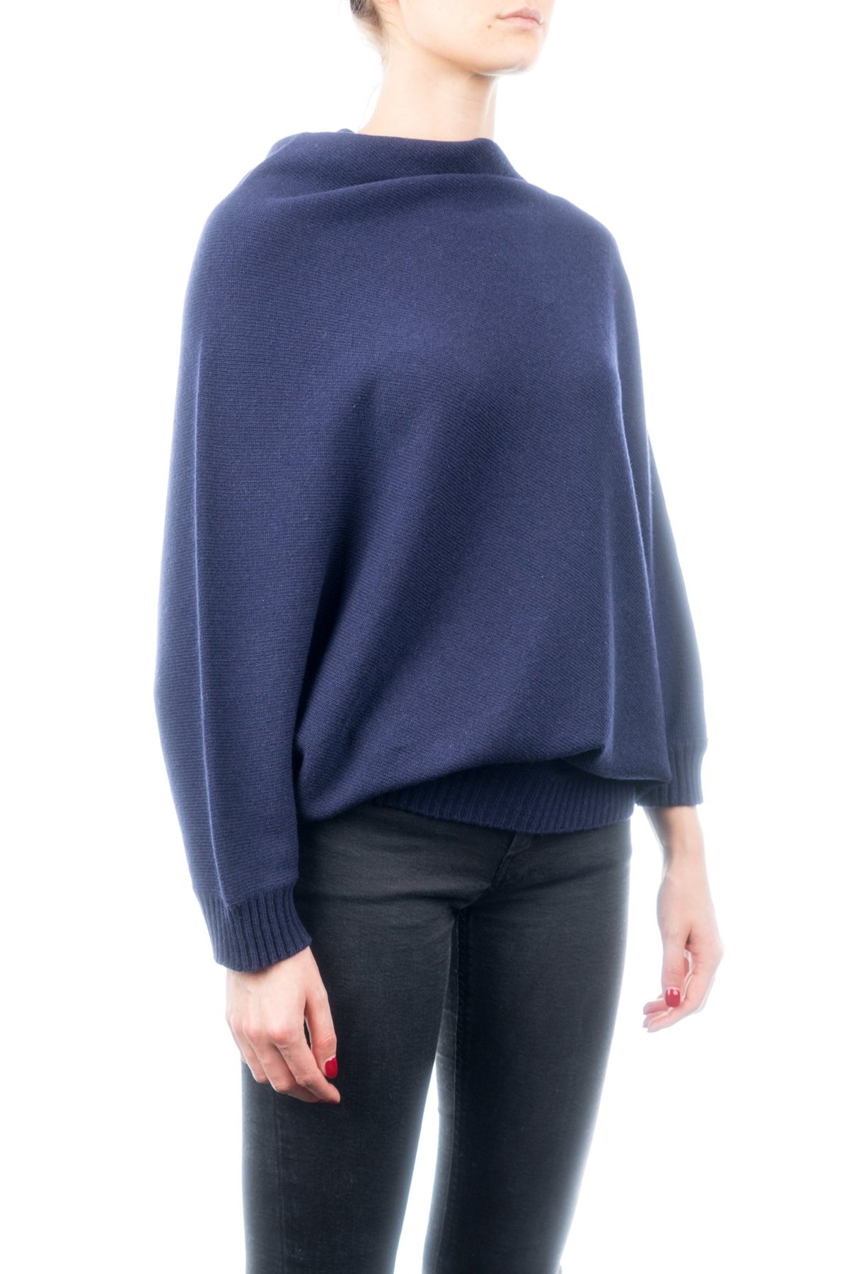 Poncho à manches femme mélange cachemire, coloris Bleu, vue 2 | Dalle Piane Cashmere