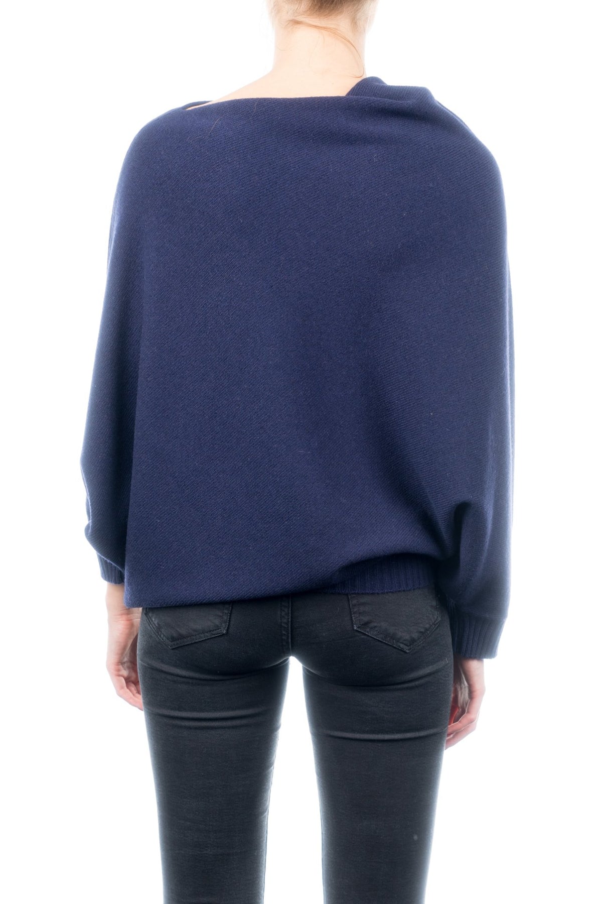 Poncho à manches femme mélange cachemire, coloris Bleu, vue 3 | Dalle Piane Cashmere