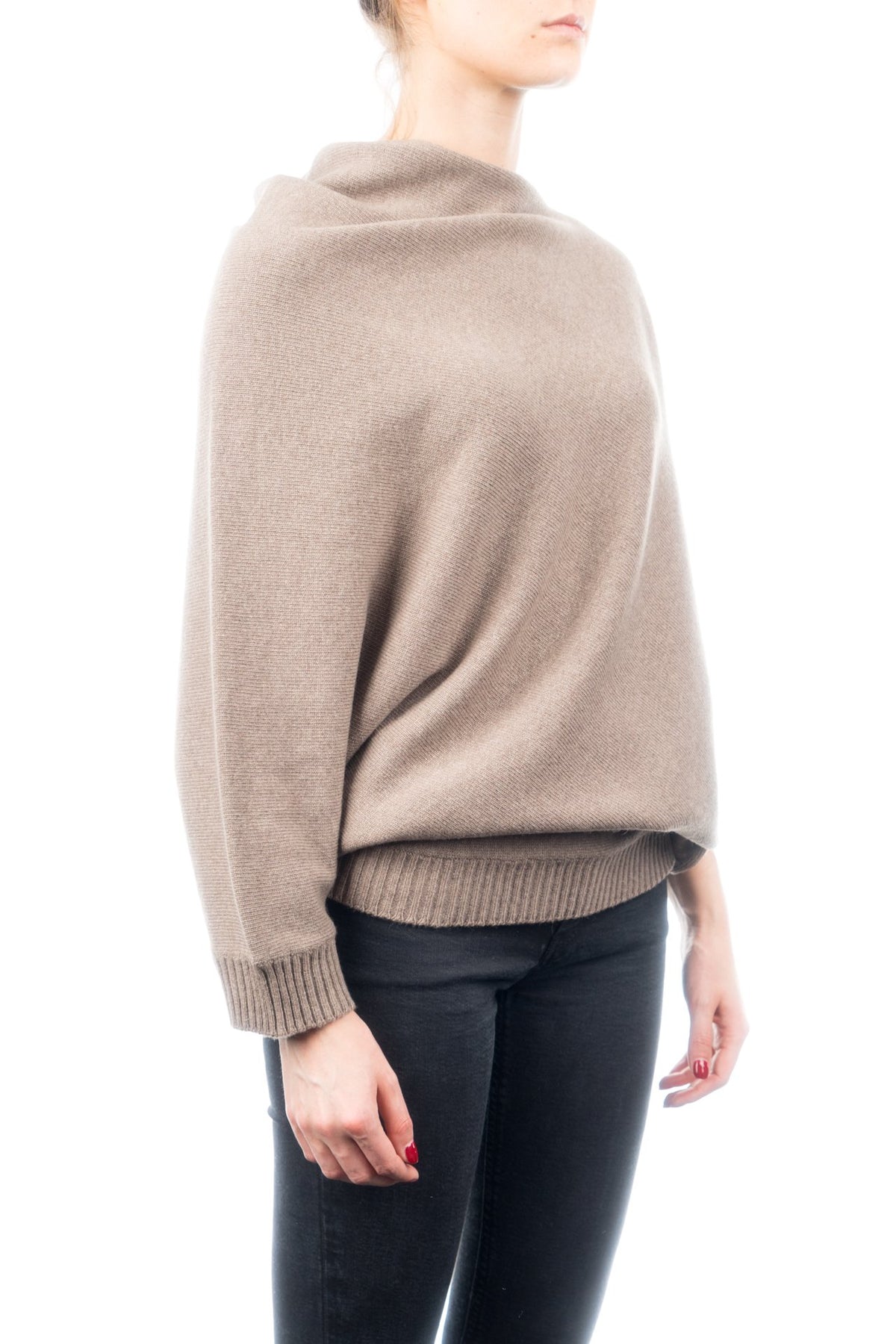 Poncho à manches femme mélange cachemire, coloris Vison, vue 2 | Dalle Piane Cashmere