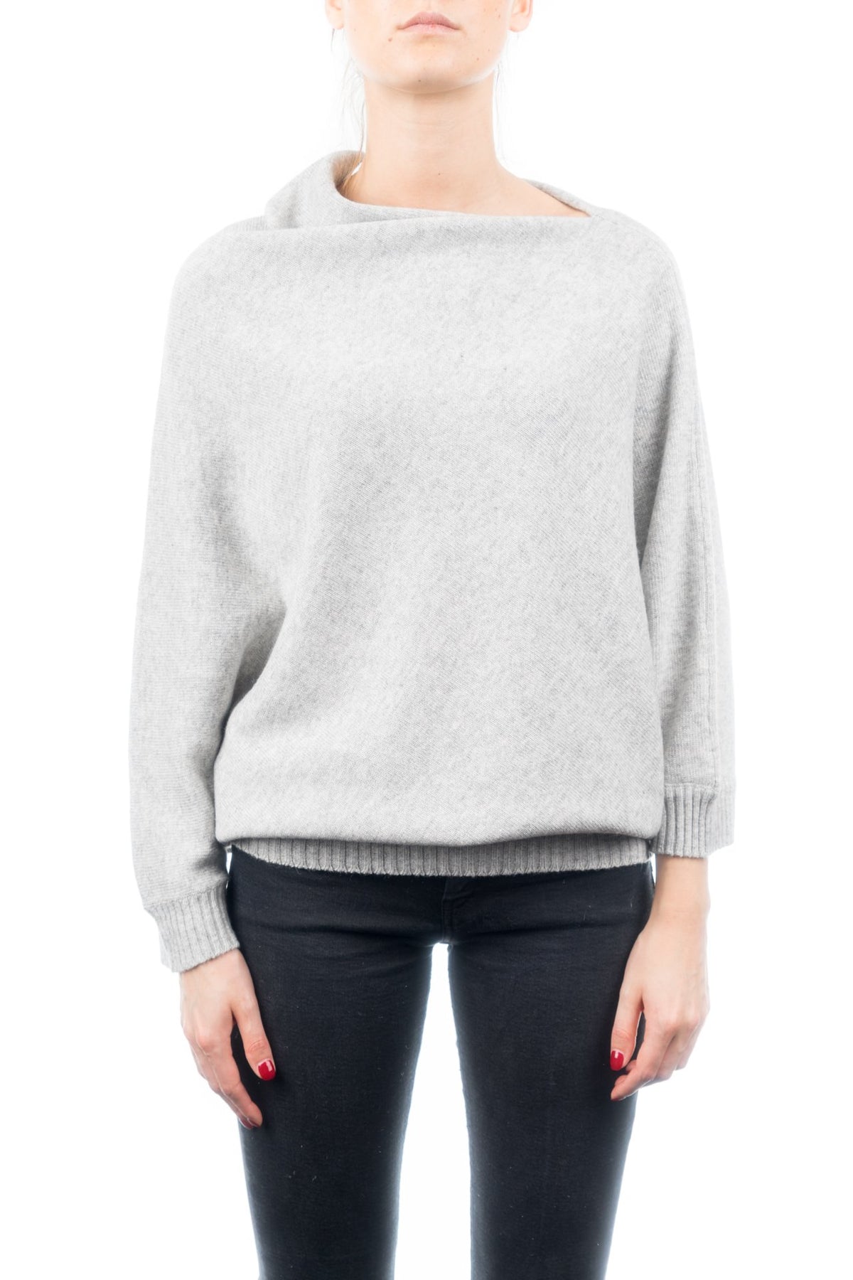 Poncho à manches femme mélange cachemire, coloris Gris | Dalle Piane Cashmere