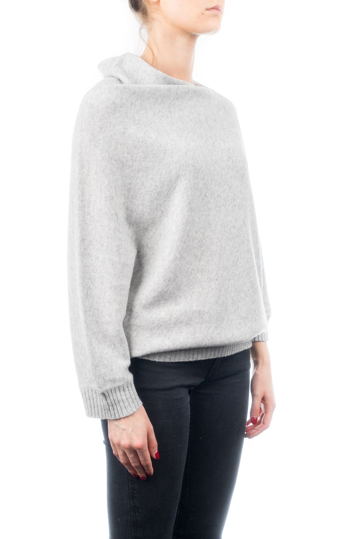 Poncho à manches femme mélange cachemire, coloris Gris, vue 2 | Dalle Piane Cashmere