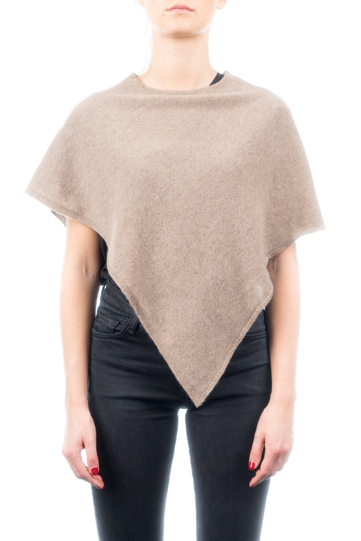 Poncho court femme 100 % cachemire, coloris Vison | Dalle Piane Cashmere