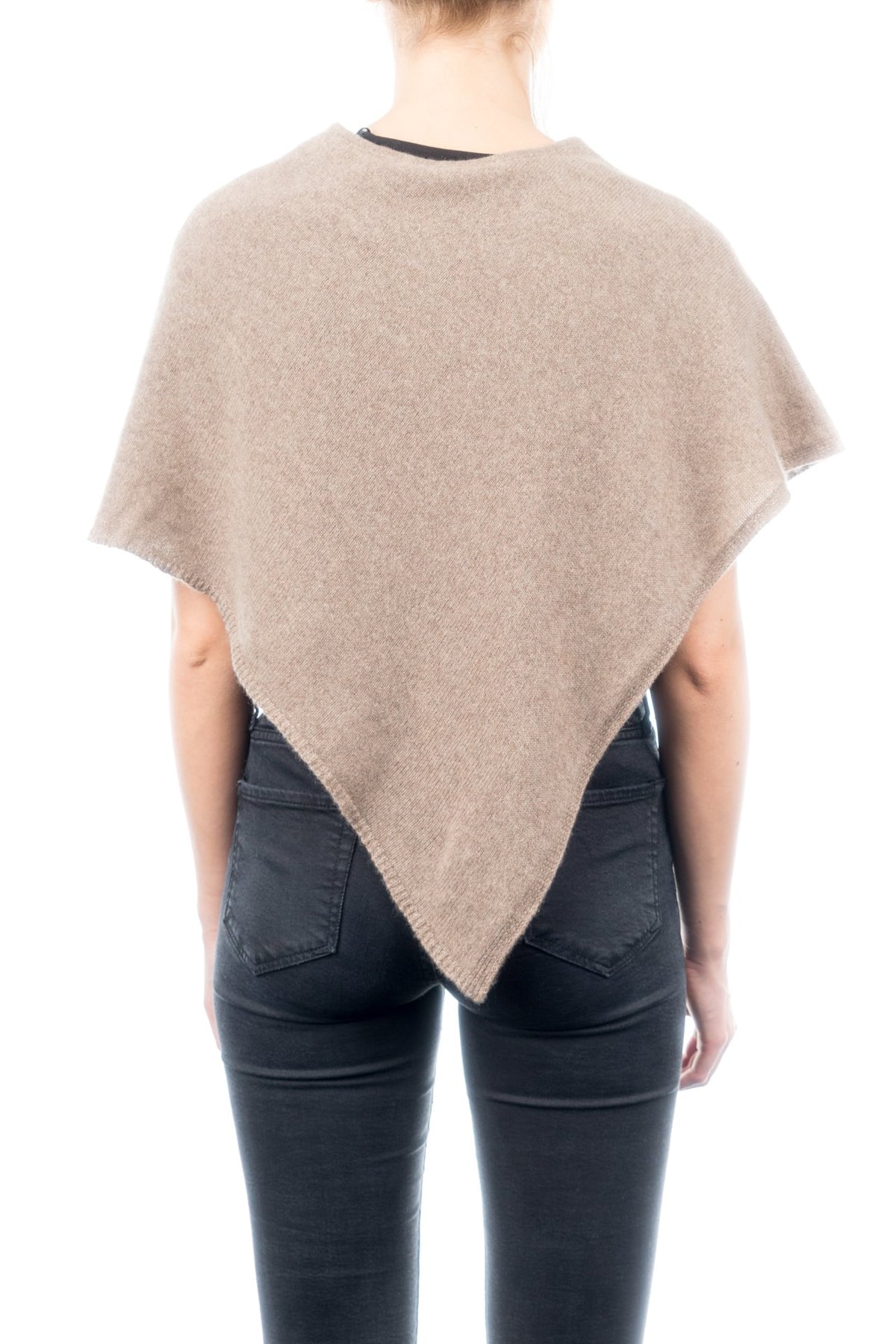 Poncho court femme 100 % cachemire, coloris Vison, vue 3 | Dalle Piane Cashmere