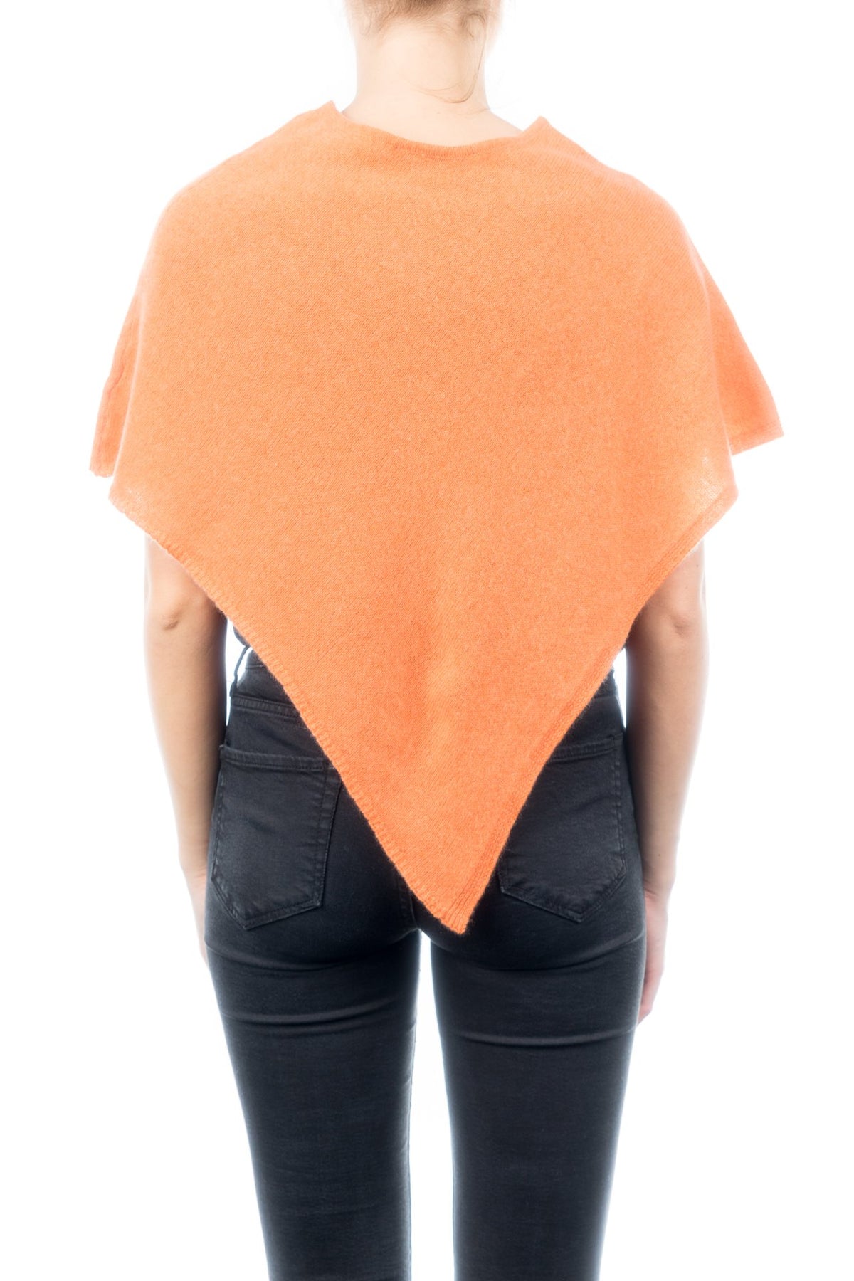 Poncho court femme 100 % cachemire, coloris Orange, vue 3 | Dalle Piane Cashmere