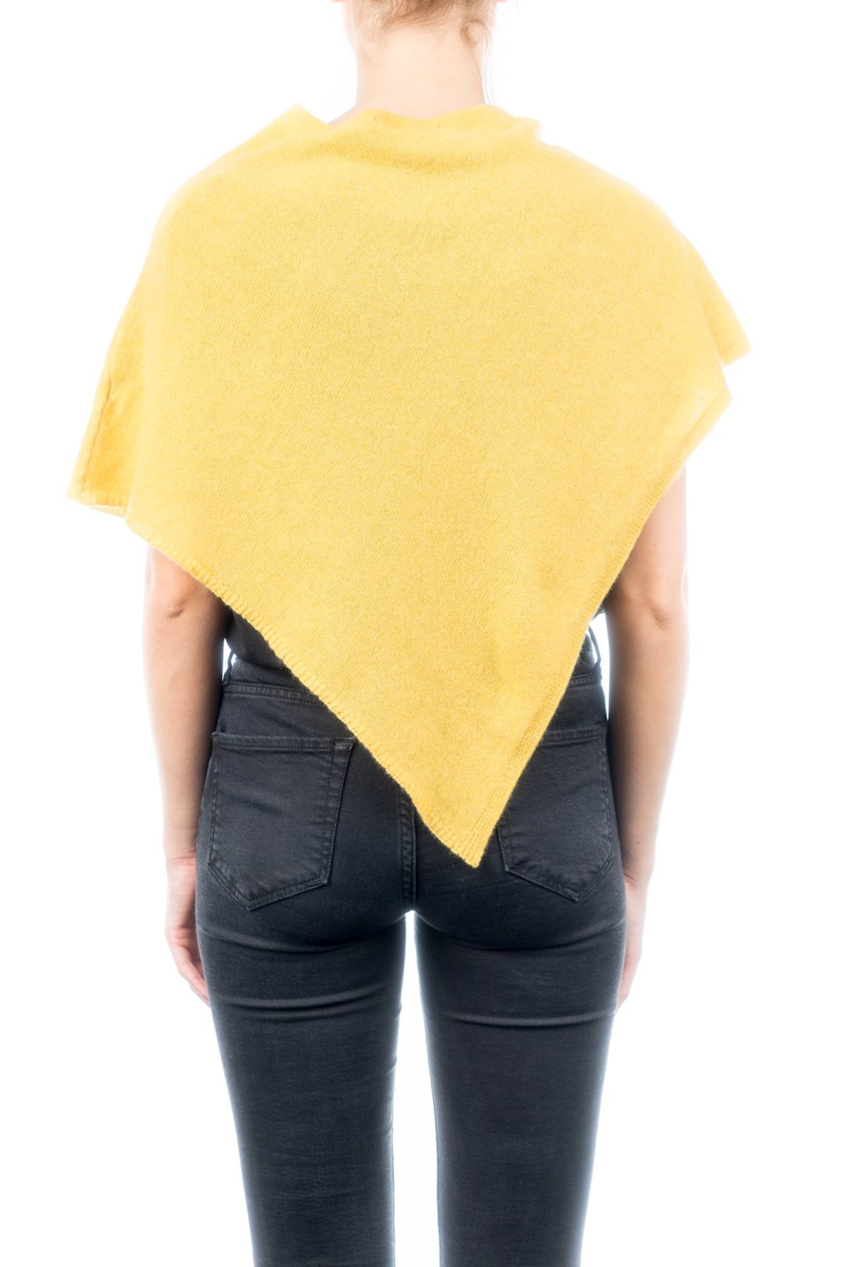 Poncho court femme 100 % cachemire, coloris Jaune, vue 3 | Dalle Piane Cashmere