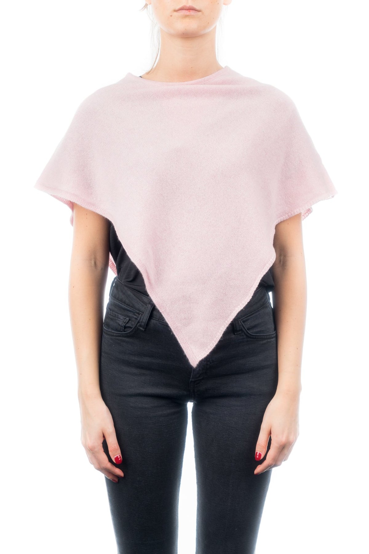Poncho court femme 100 % cachemire, coloris Rose | Dalle Piane Cashmere