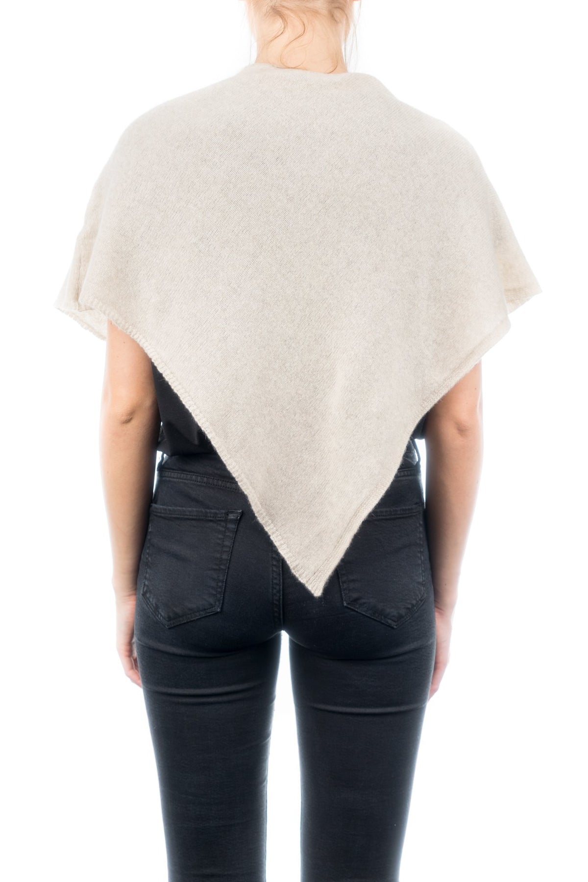 Poncho court femme 100 % cachemire, coloris Beige, vue 3 | Dalle Piane Cashmere