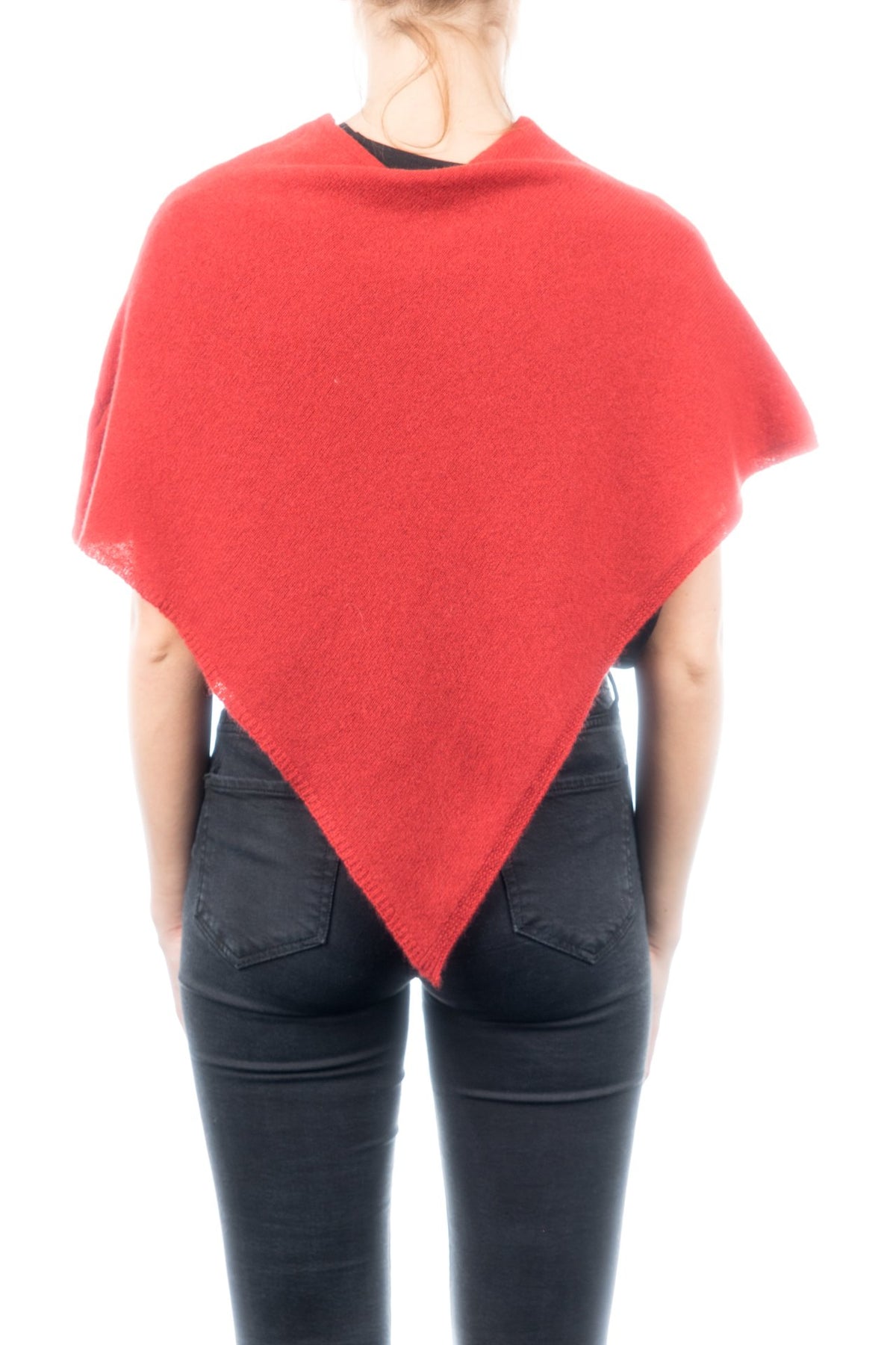 Poncho court femme 100 % cachemire, coloris Rouge, vue 3 | Dalle Piane Cashmere