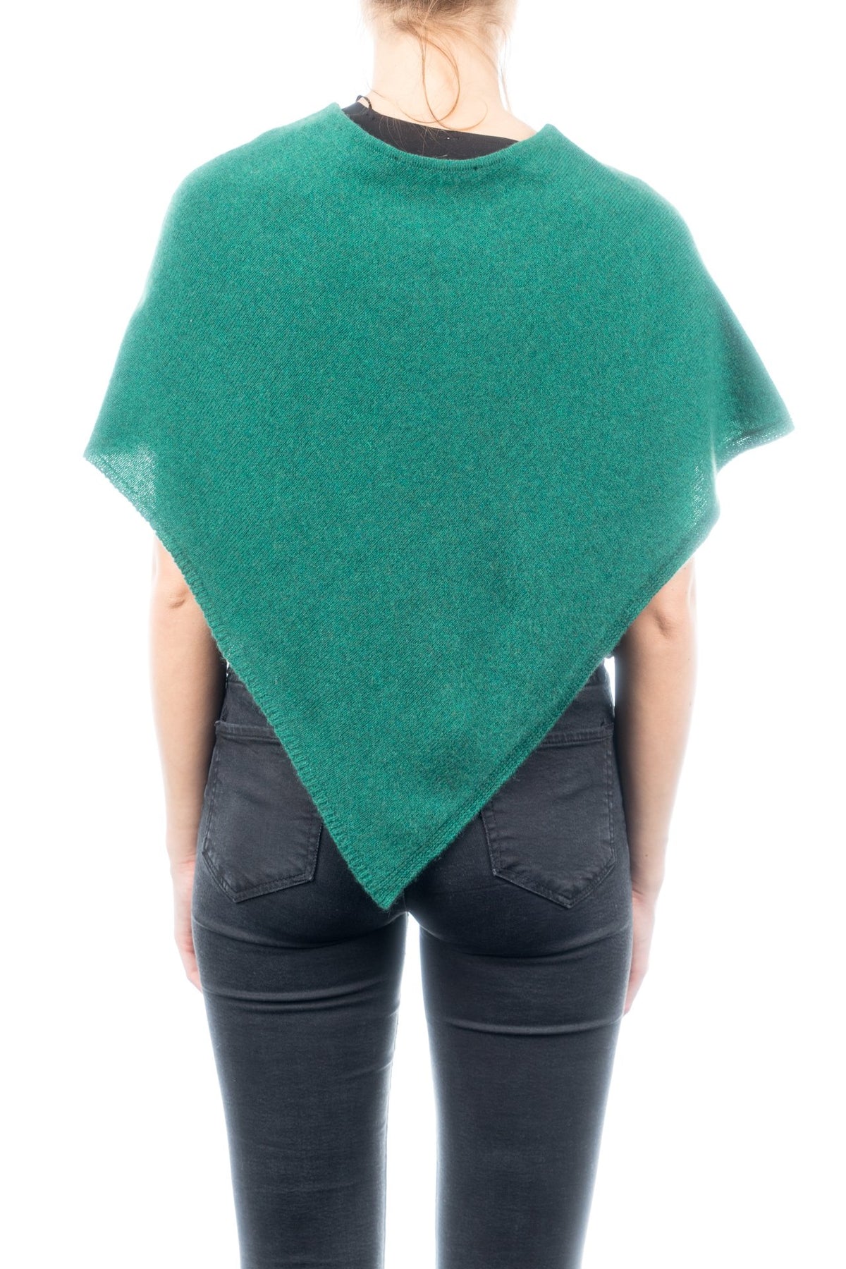 Poncho court femme 100 % cachemire, coloris Vert, vue 3 | Dalle Piane Cashmere