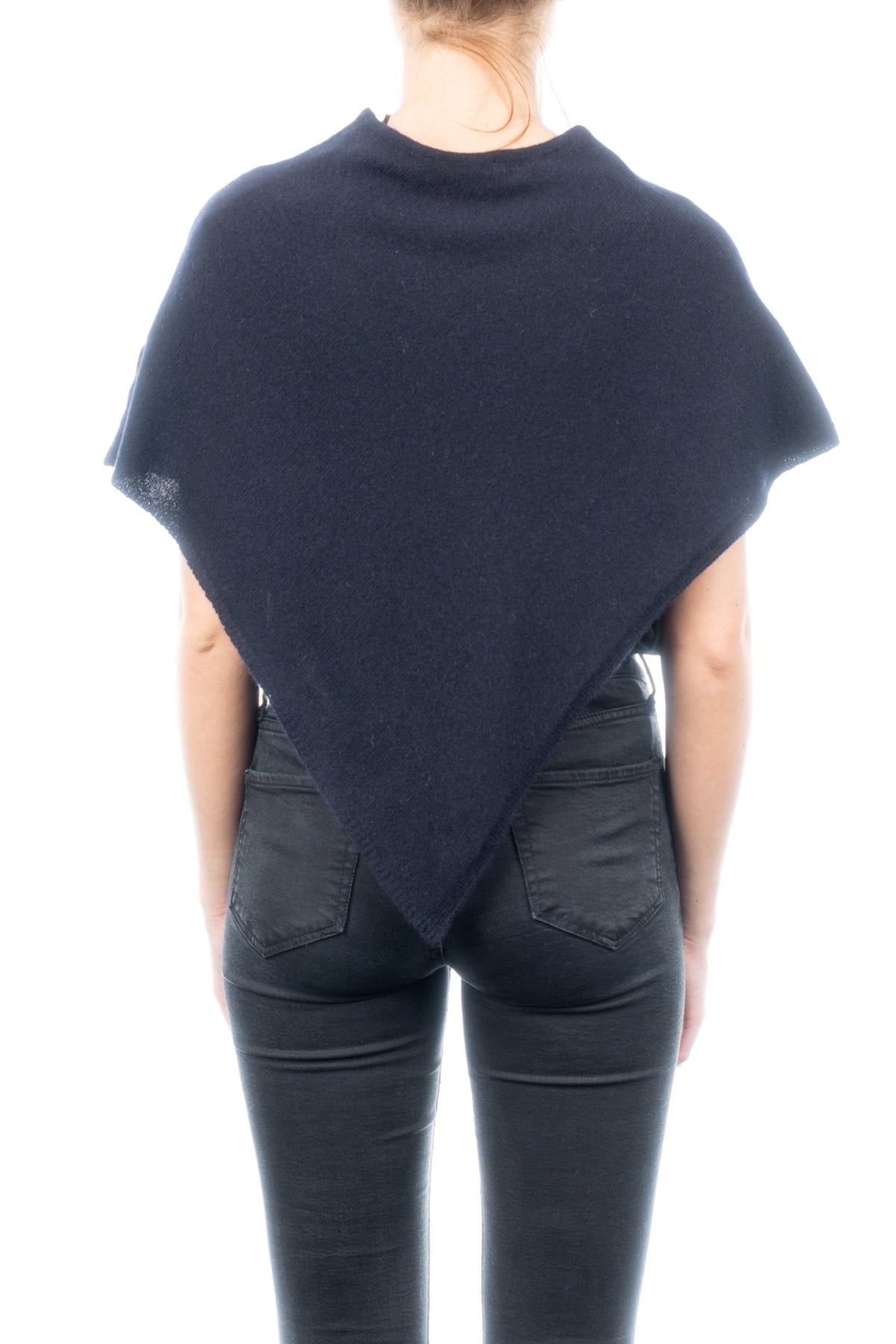 Poncho court femme 100 % cachemire, coloris Bleu, vue 3 | Dalle Piane Cashmere