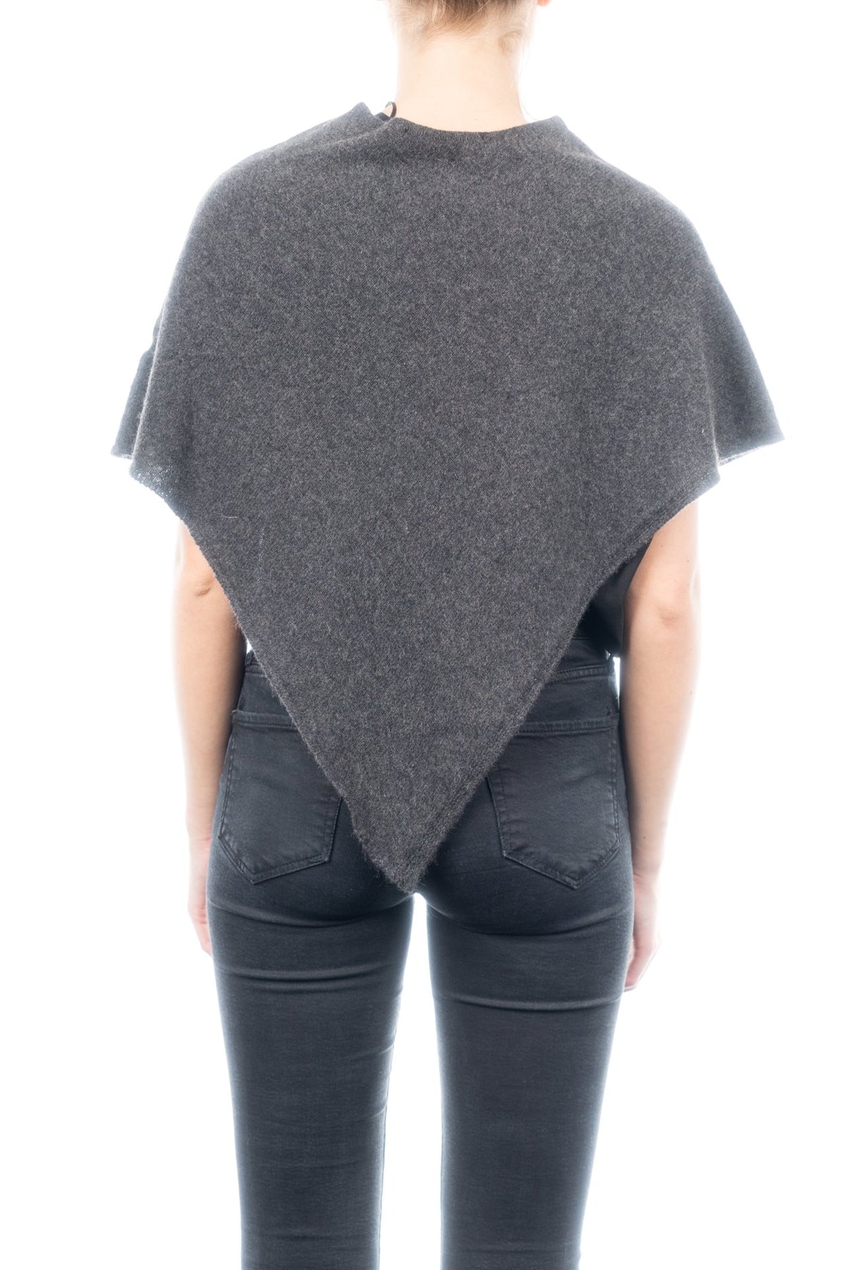 Poncho court femme 100 % cachemire, coloris Anthracite, vue 3 | Dalle Piane Cashmere