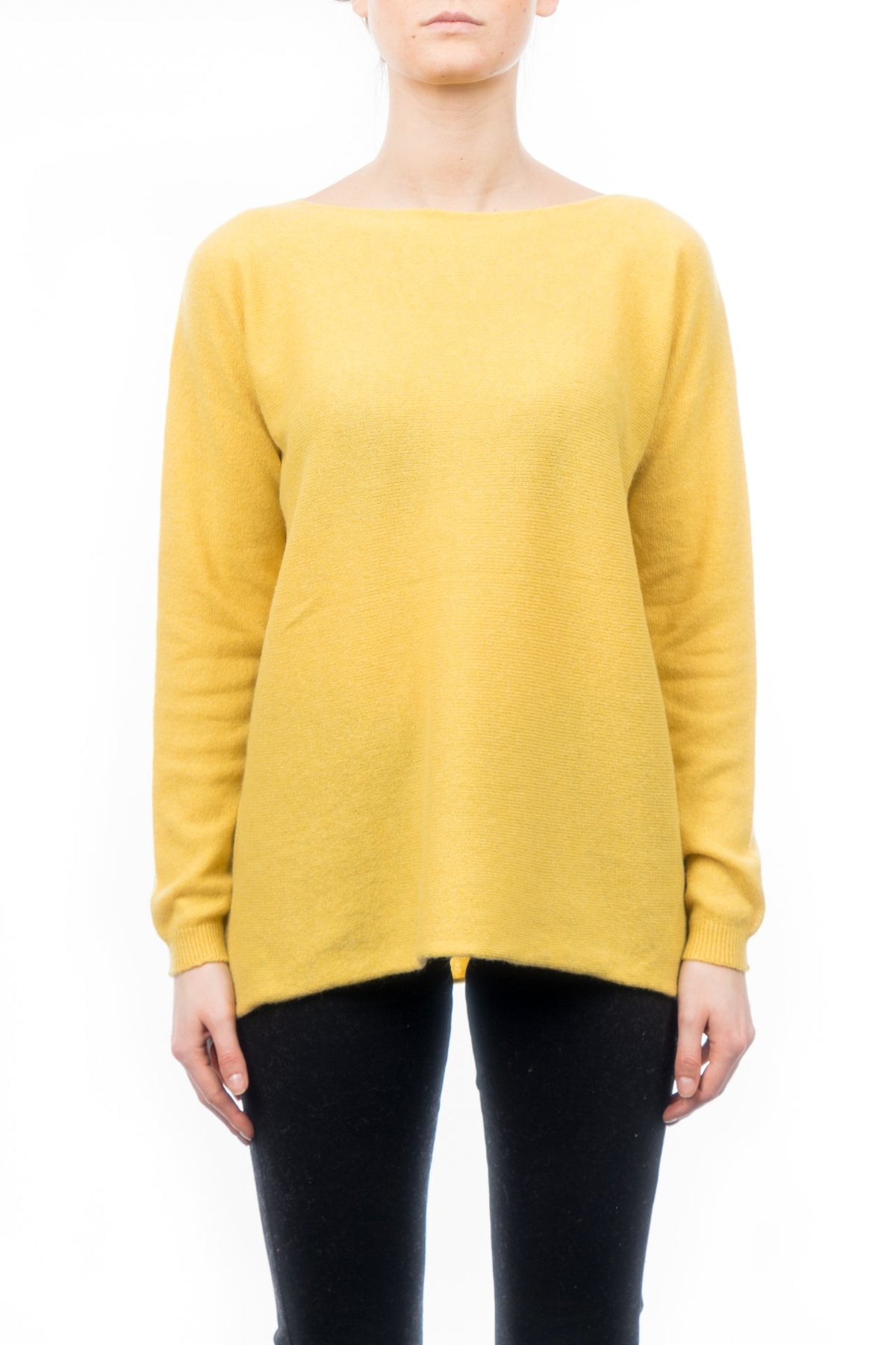 Maxi-pull femme 100 % cachemire, coloris Jaune | Dalle Piane Cashmere