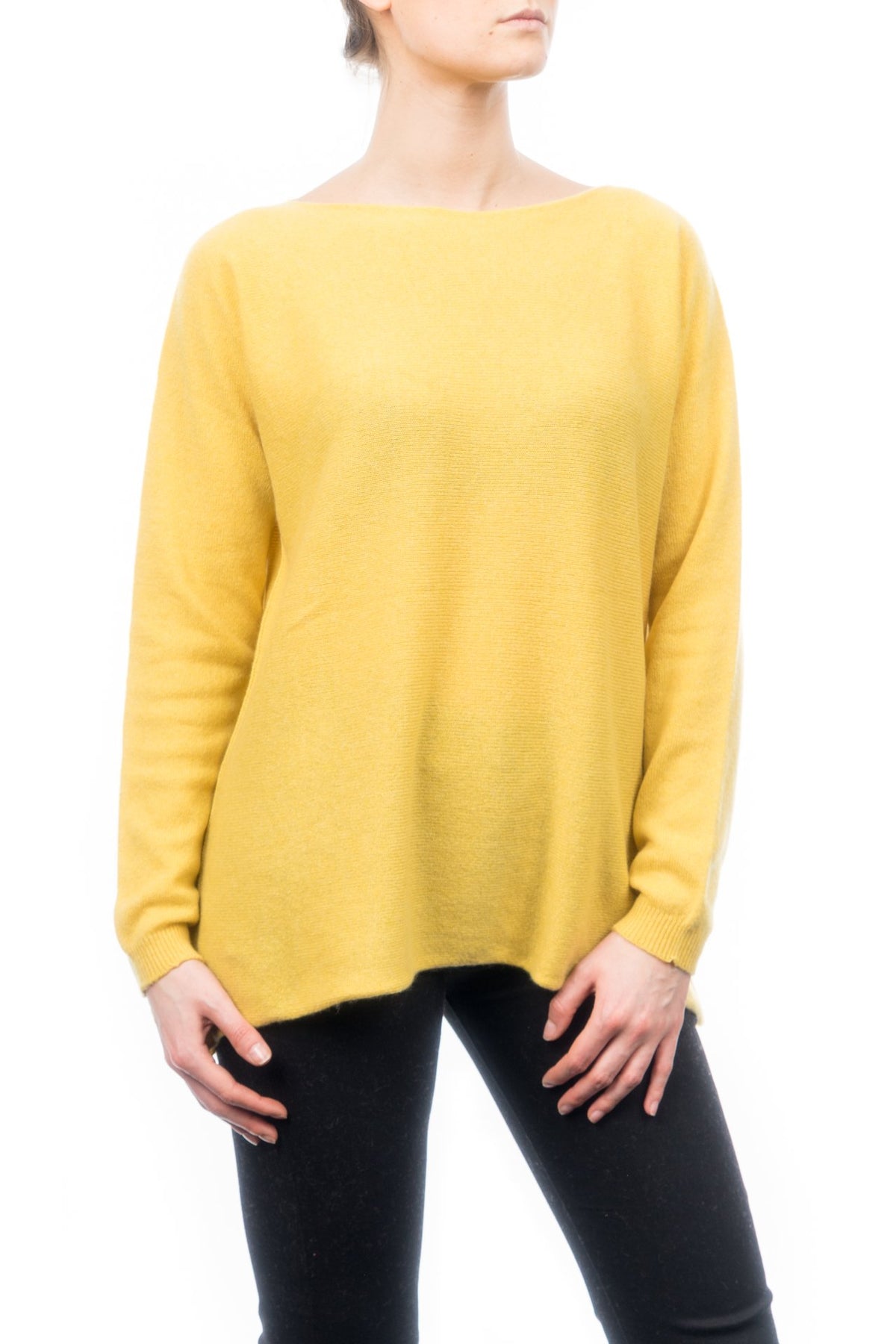 Maxi-pull femme 100 % cachemire, coloris Jaune, vue 2 | Dalle Piane Cashmere