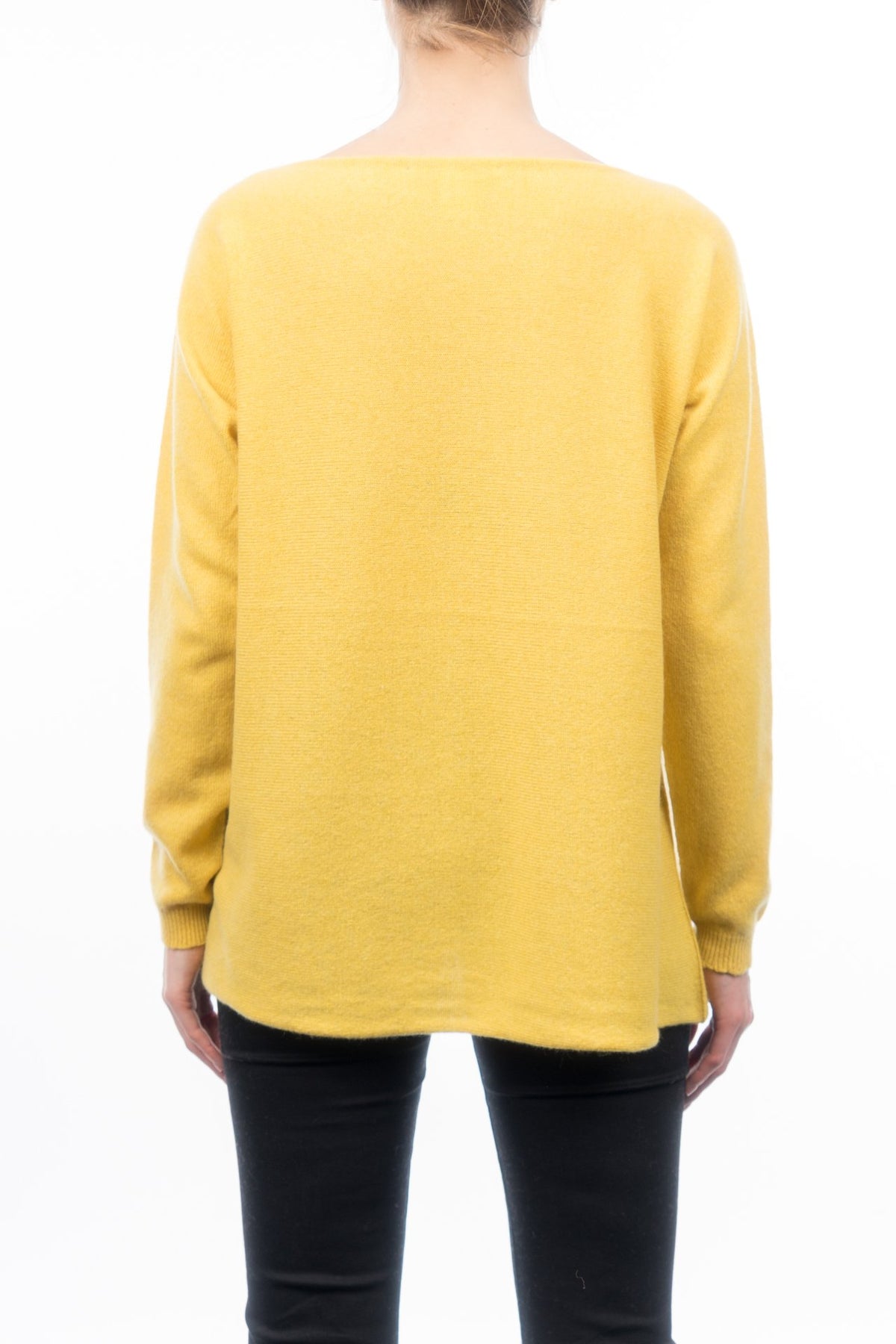 Maxi-pull femme 100 % cachemire, coloris Jaune, vue 3 | Dalle Piane Cashmere