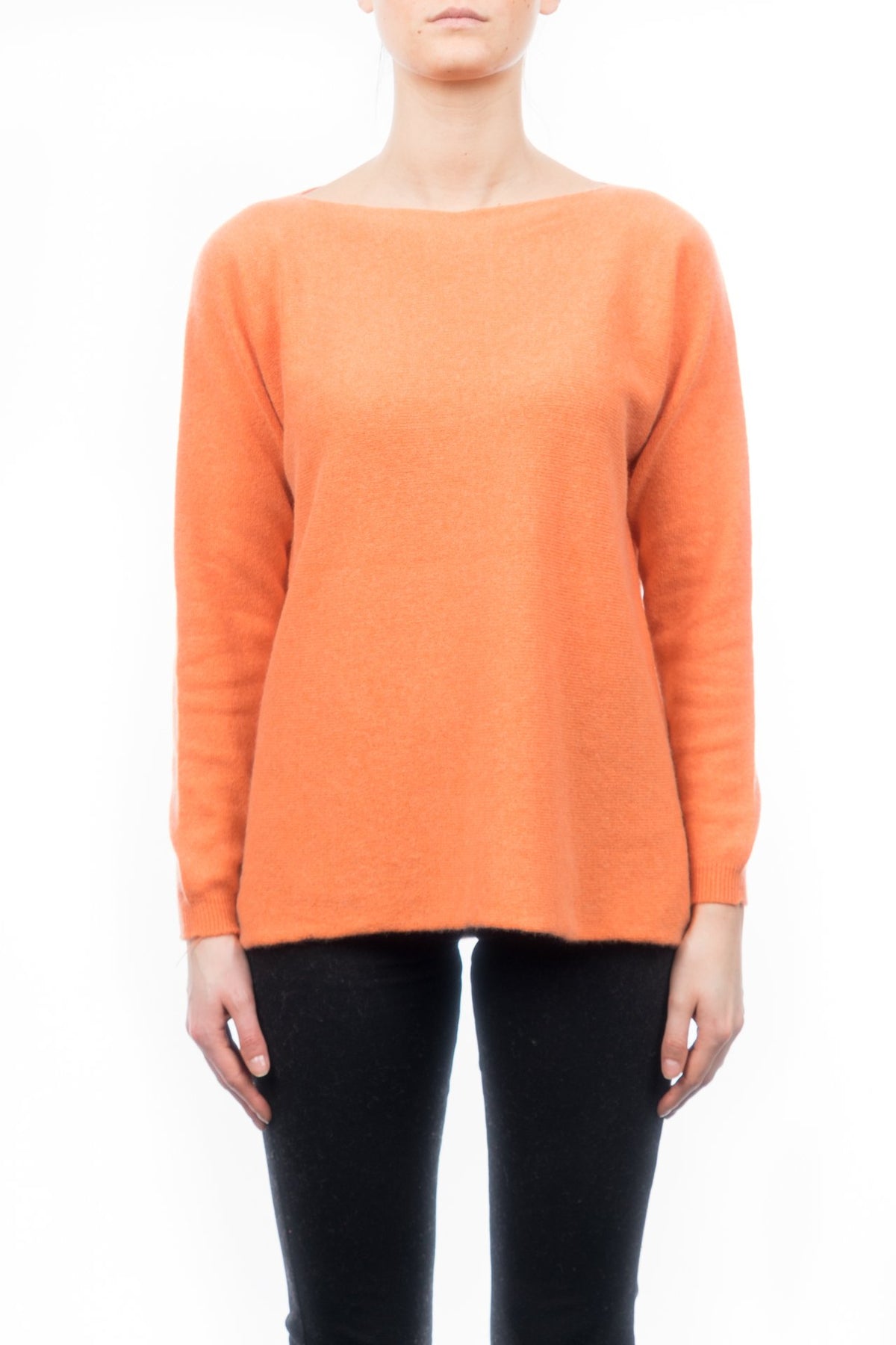 Maxi-pull femme 100 % cachemire, coloris Orange | Dalle Piane Cashmere
