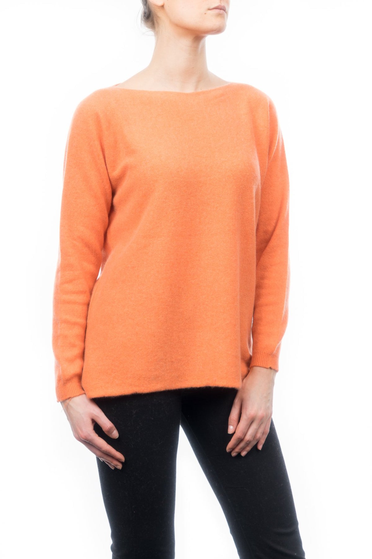 Maxi-pull femme 100 % cachemire, coloris Orange, vue 2 | Dalle Piane Cashmere