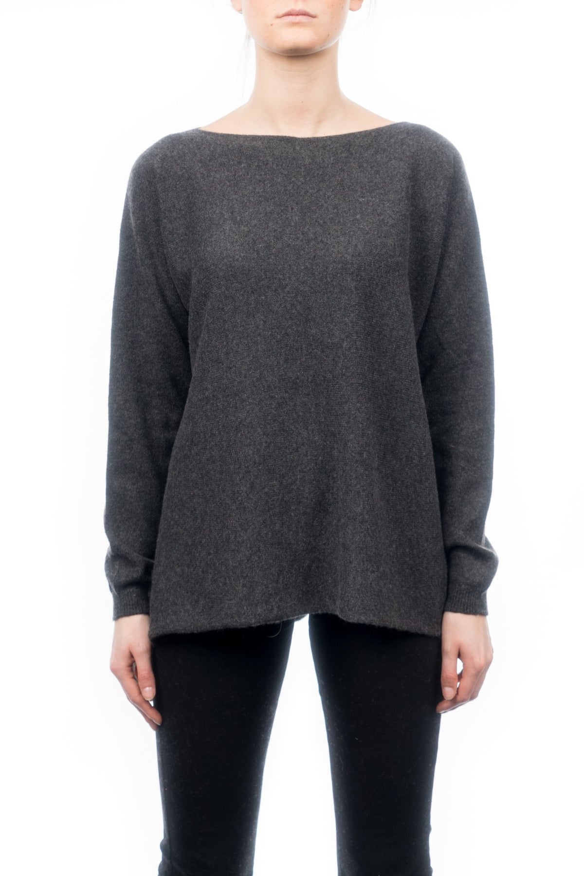Maxi-pull femme 100 % cachemire, coloris Anthracite | Dalle Piane Cashmere