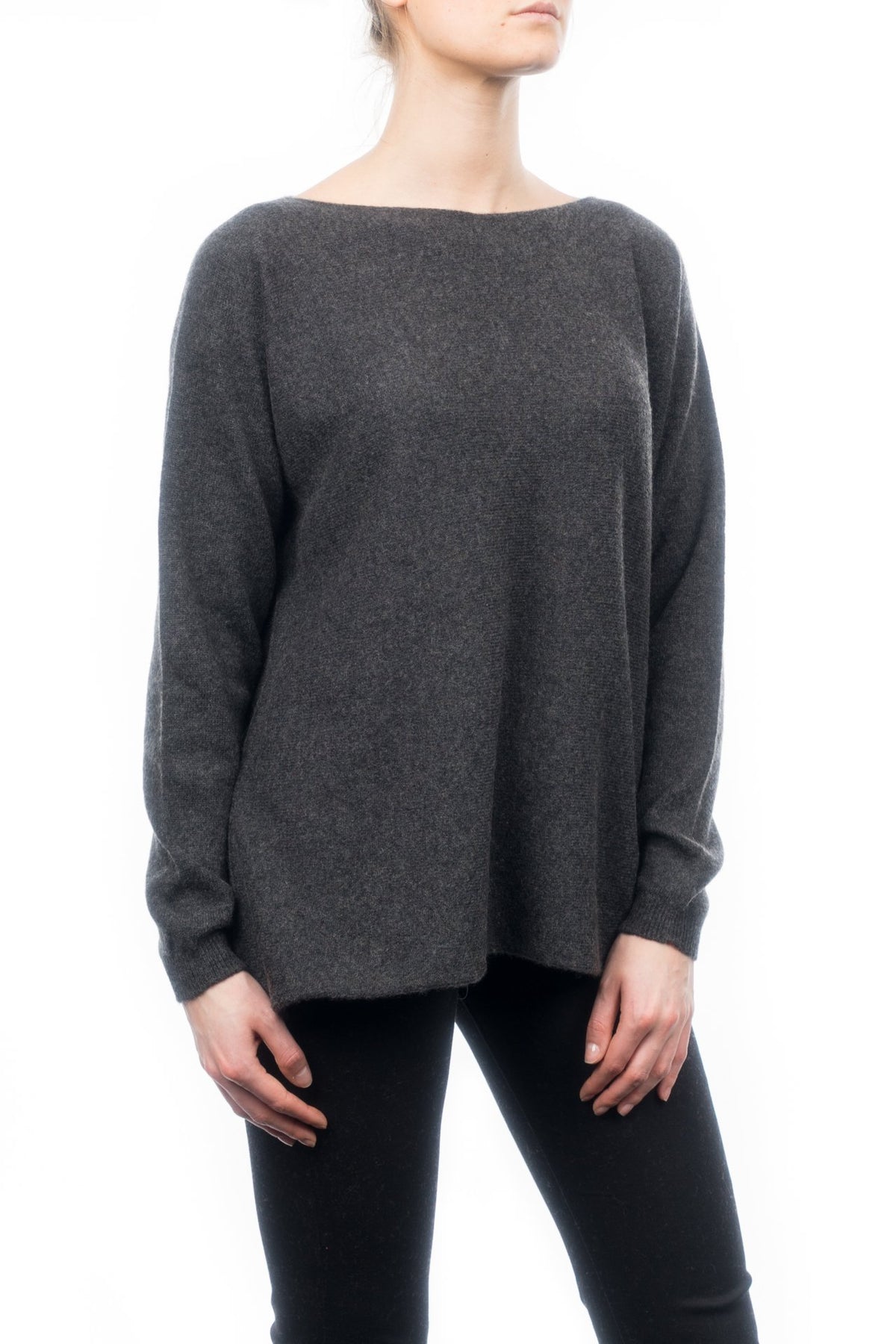 Maxi-pull femme 100 % cachemire, coloris Anthracite, vue 2 | Dalle Piane Cashmere