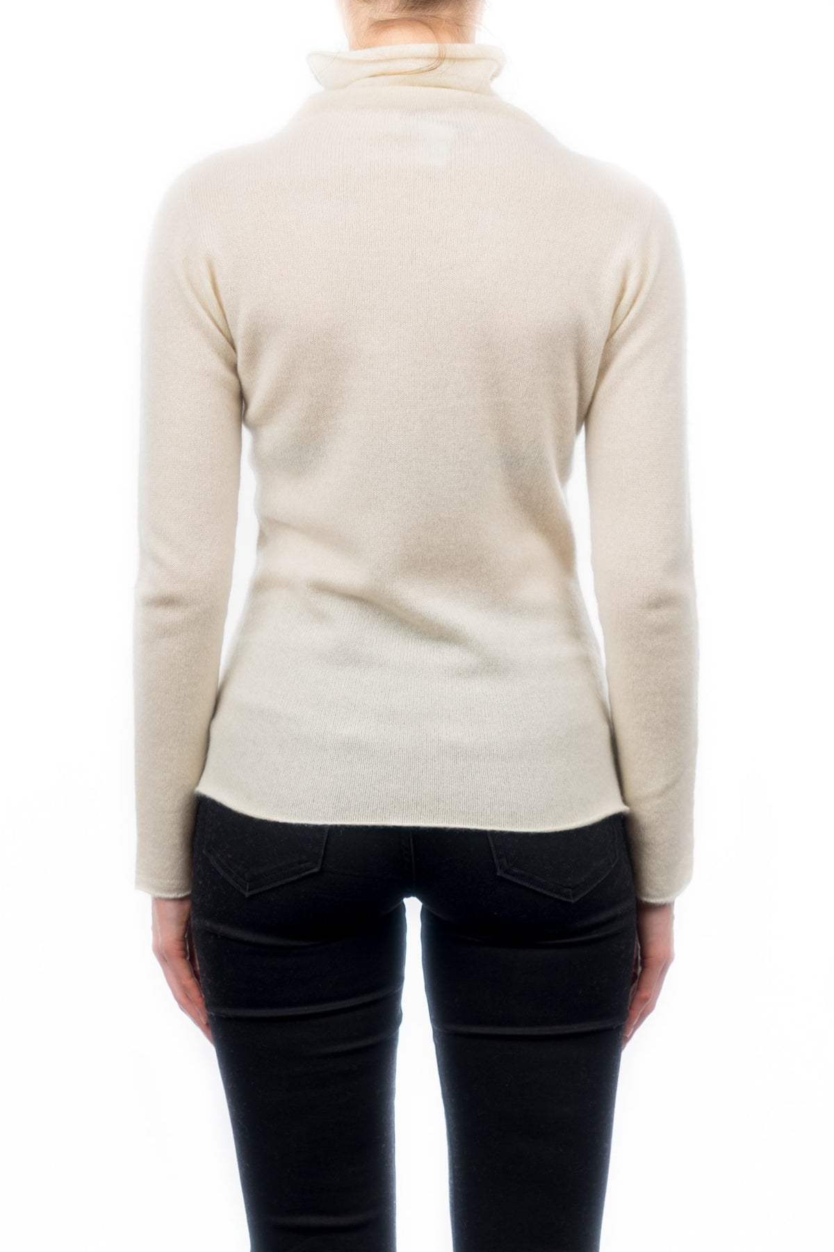 Pull col roulé femme 100 % cachemire, coloris Crème, vue 3 | Dalle Piane Cashmere