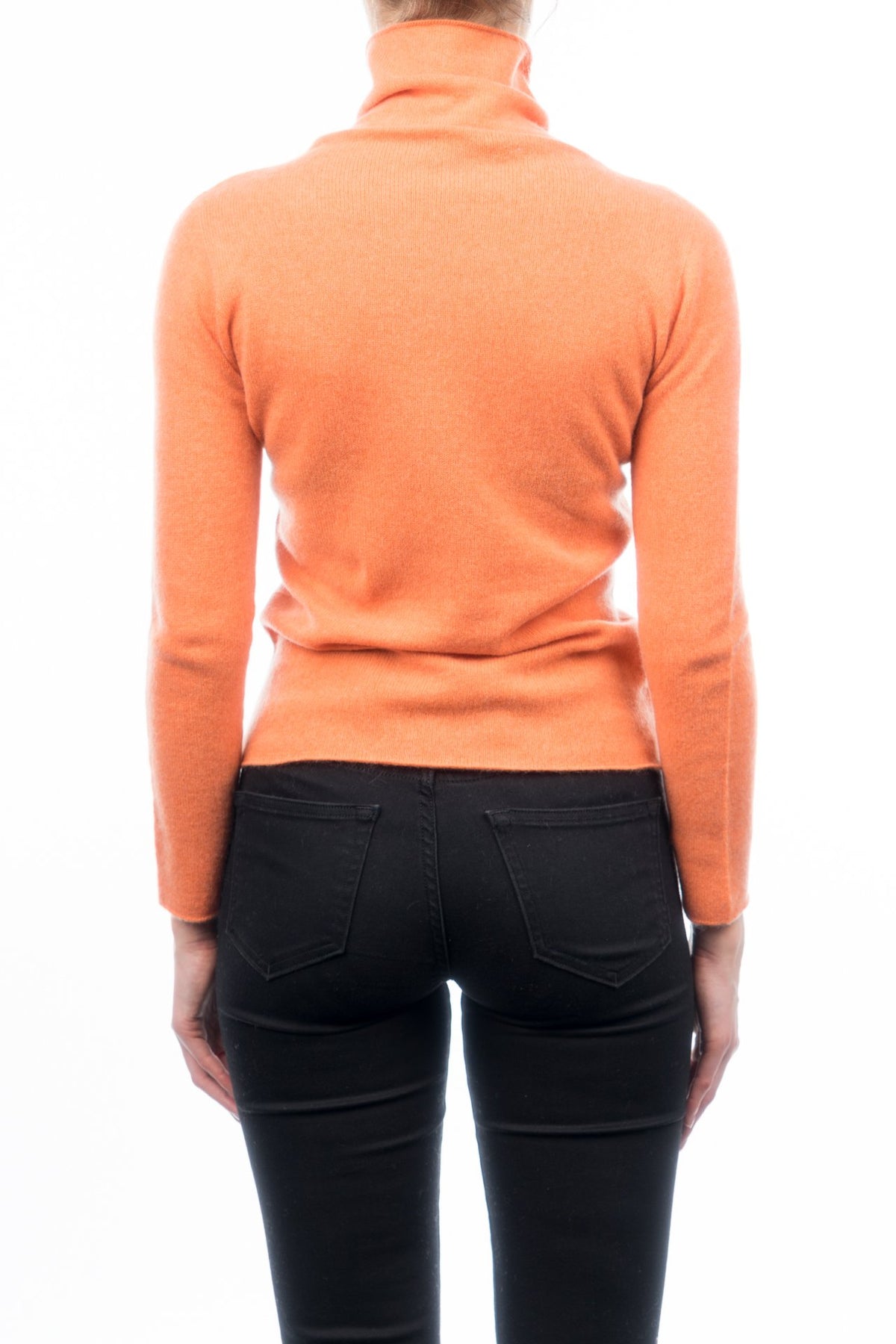 Pull col roulé femme 100 % cachemire, coloris Orange, vue 3 | Dalle Piane Cashmere