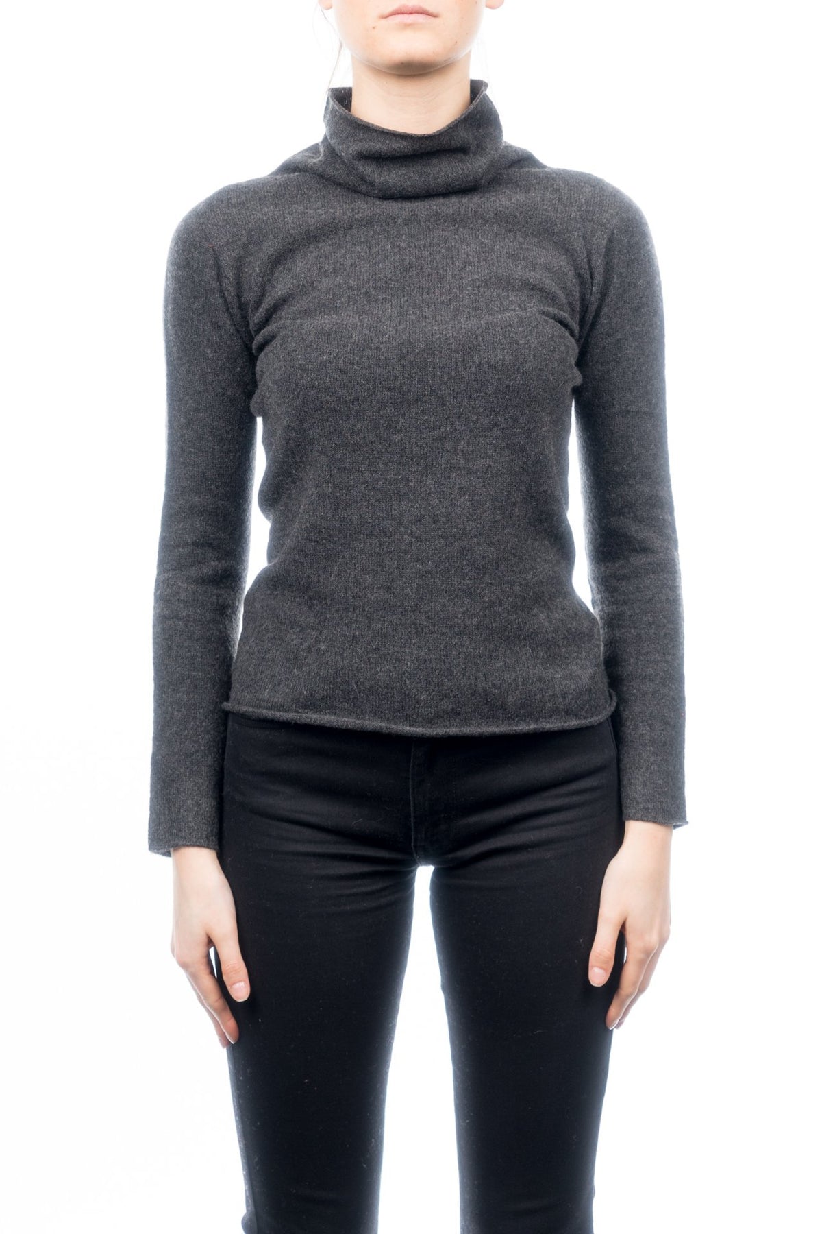 Pull col roulé femme 100 % cachemire, coloris Anthracite | Dalle Piane Cashmere