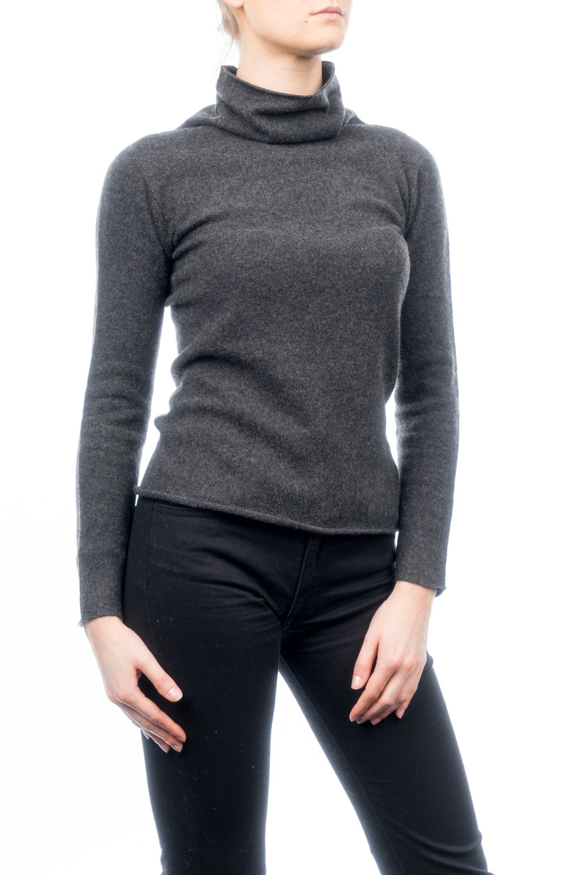 Pull col roulé femme 100 % cachemire, coloris Anthracite, vue 2 | Dalle Piane Cashmere