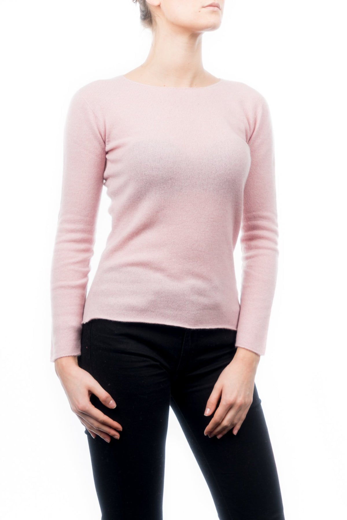 Pull col rond femme 100 % cachemire, coloris Rose | Dalle Piane Cashmere