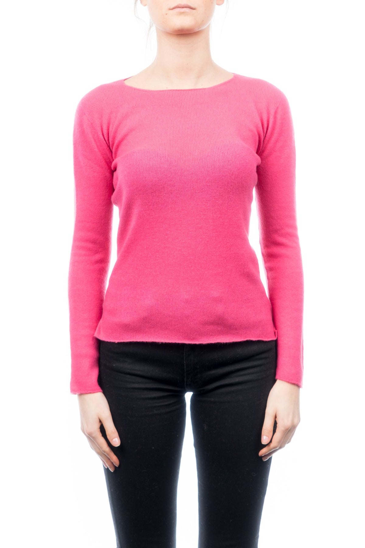 Pull col rond femme 100 % cachemire, coloris Fuchsia | Dalle Piane Cashmere