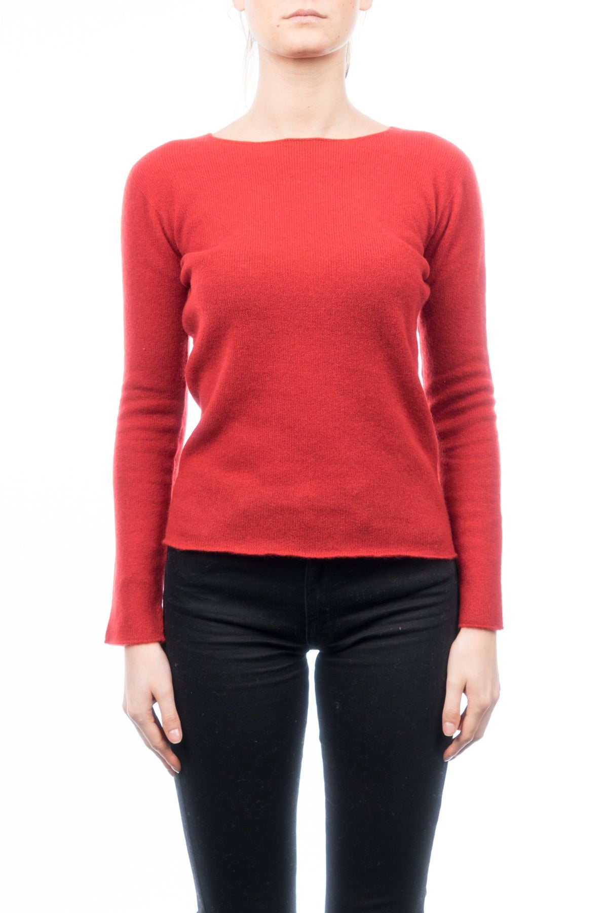 Pull col rond femme 100 % cachemire, coloris Rouge | Dalle Piane Cashmere