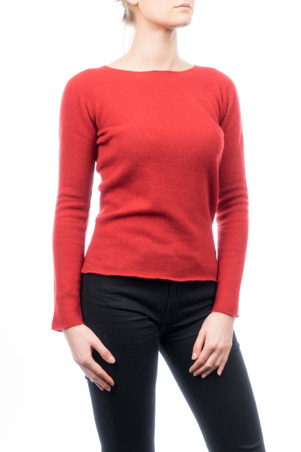 Pull col rond femme 100 % cachemire, coloris Rouge, vue 2 | Dalle Piane Cashmere