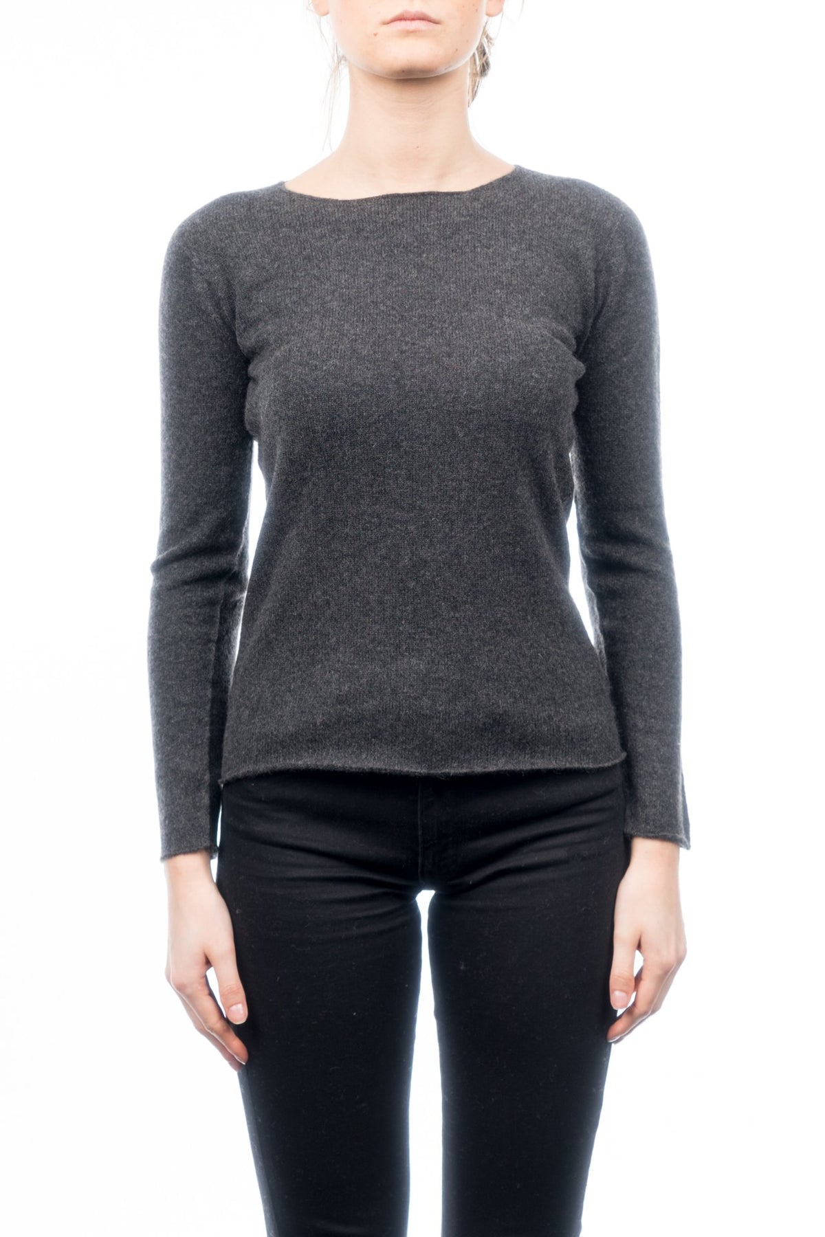 Pull col rond femme 100 % cachemire, coloris Anthracite | Dalle Piane Cashmere