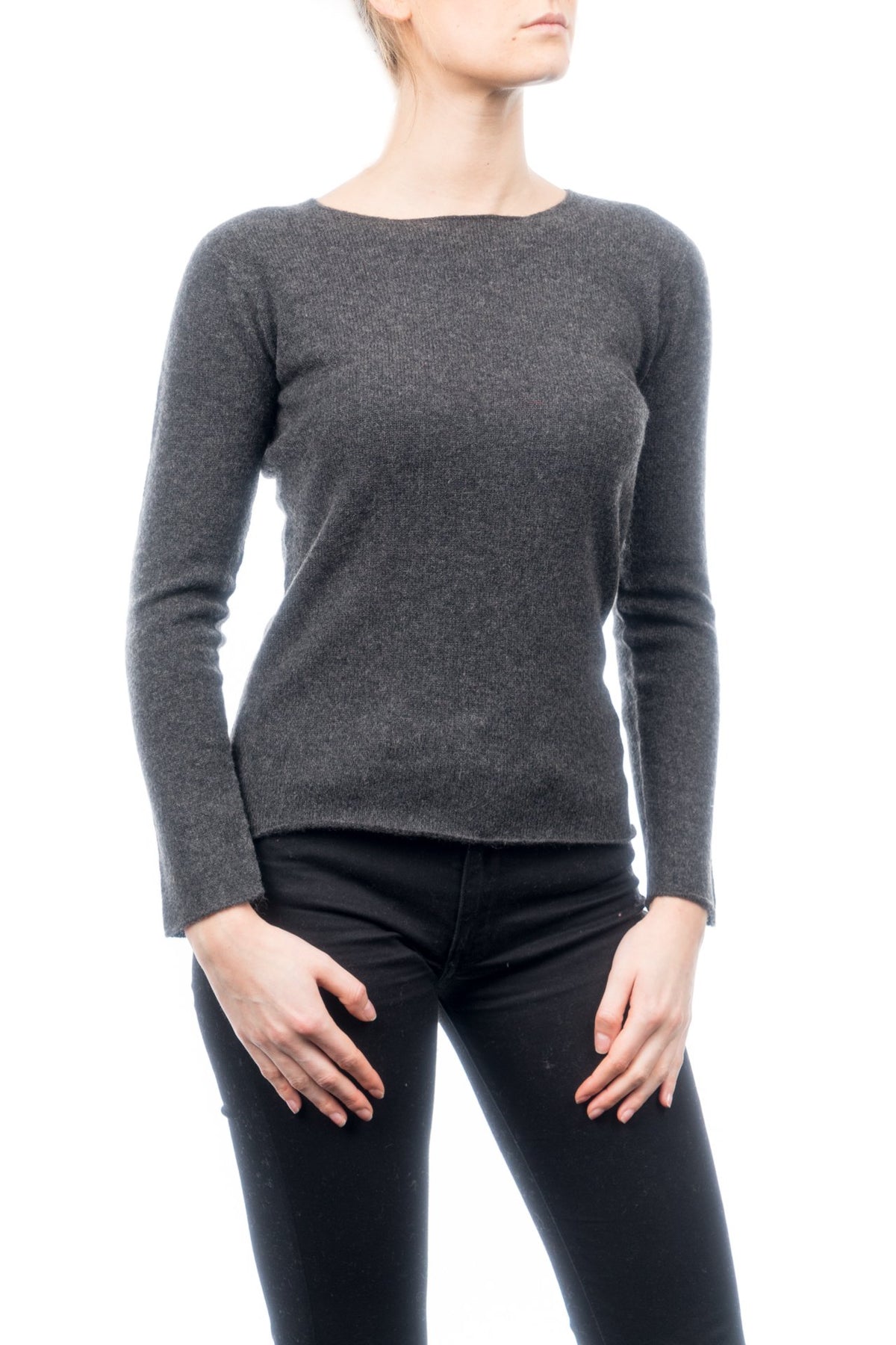 Pull col rond femme 100 % cachemire, coloris Anthracite, vue 2 | Dalle Piane Cashmere