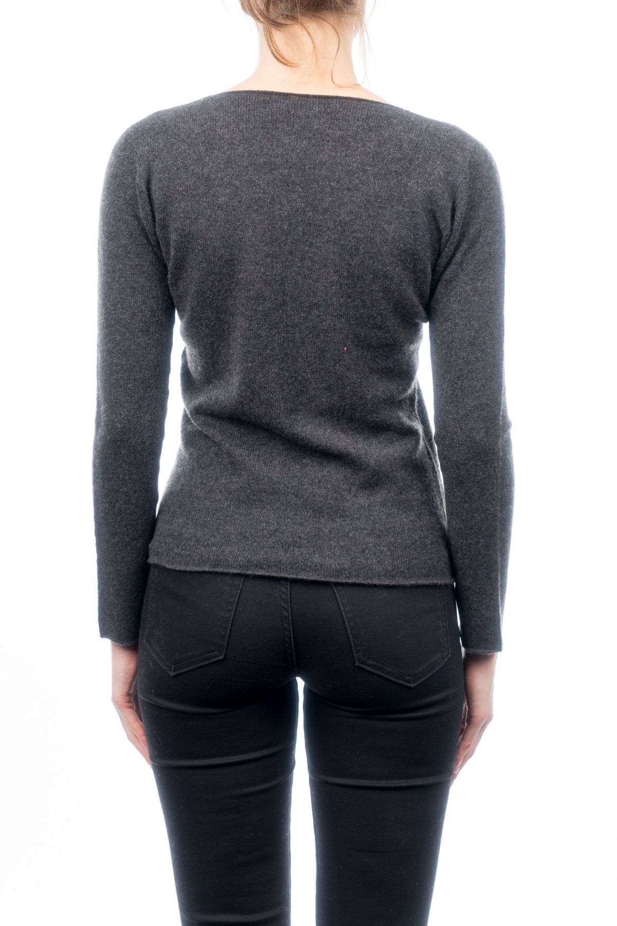 Pull col rond femme 100 % cachemire, coloris Anthracite, vue 3 | Dalle Piane Cashmere