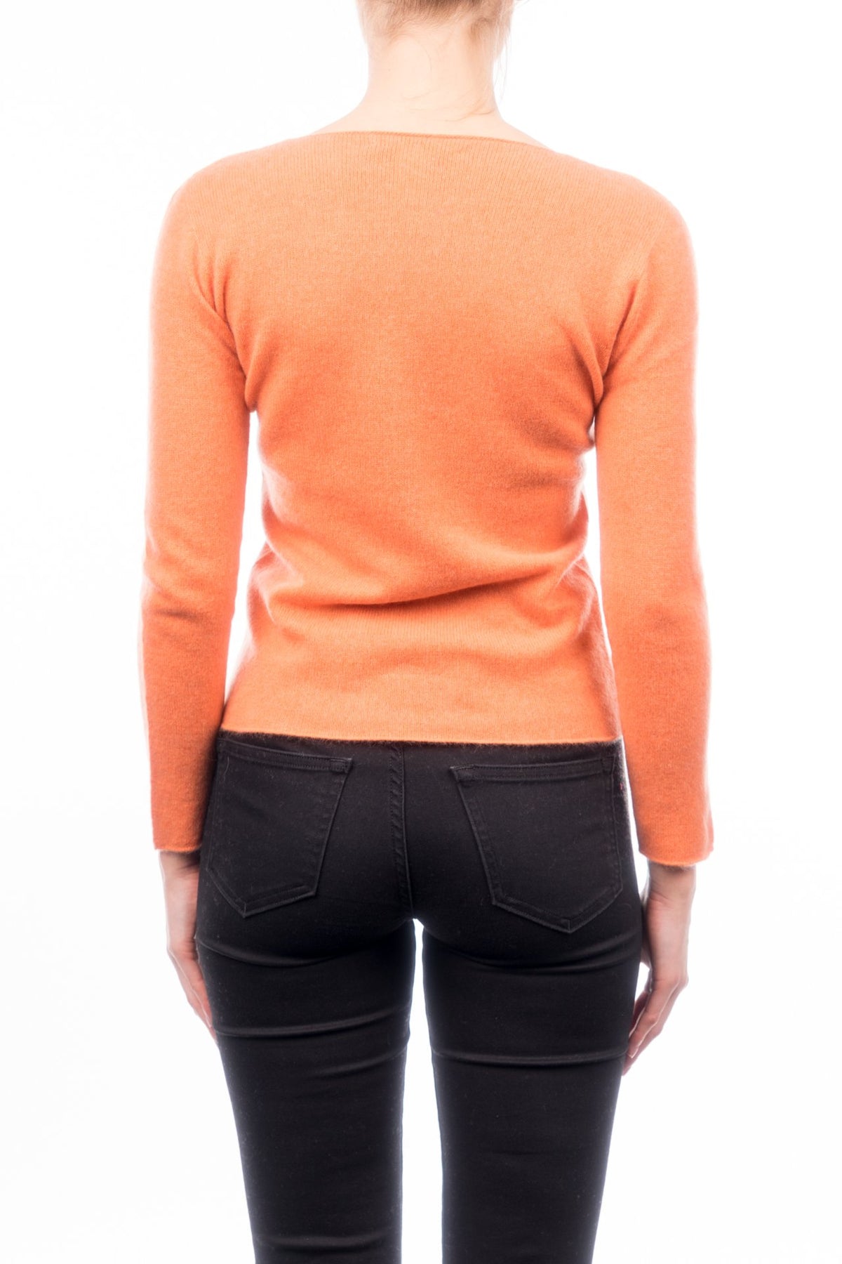 Pull col rond femme 100 % cachemire, coloris Orange, vue 3 | Dalle Piane Cashmere