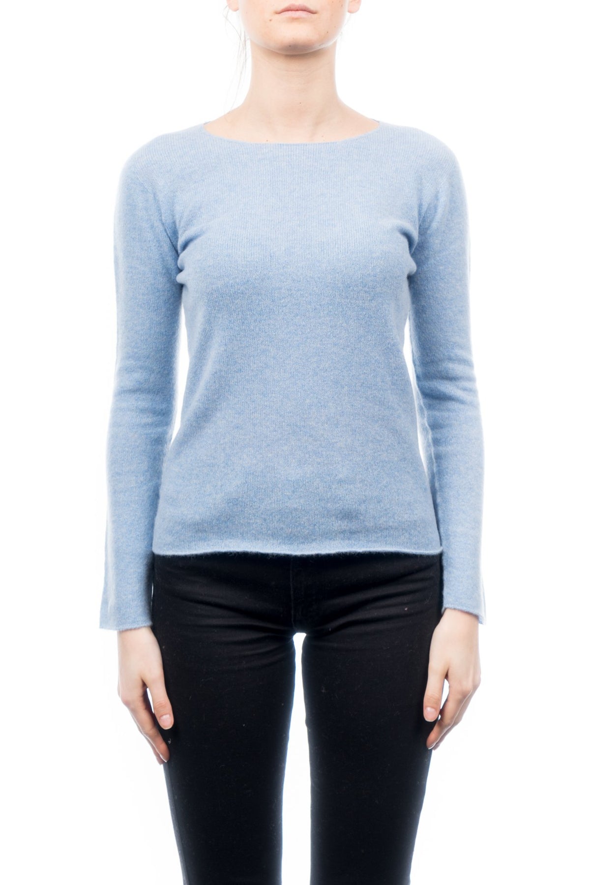 Pull col rond femme 100 % cachemire, coloris Ciel | Dalle Piane Cashmere