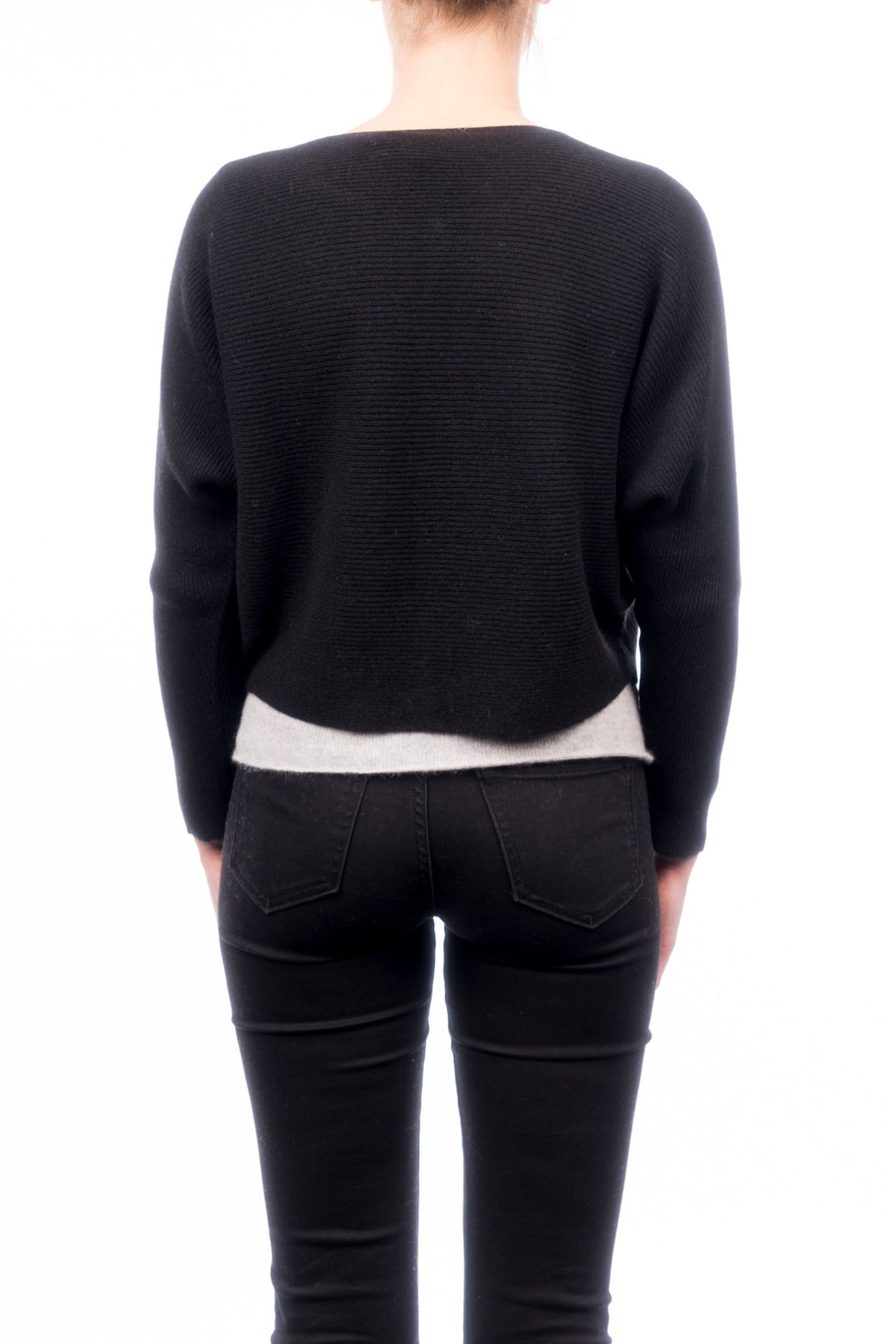 Cardigan court femme 100 % cachemire, coloris Noir, vue 3 | Dalle Piane Cashmere