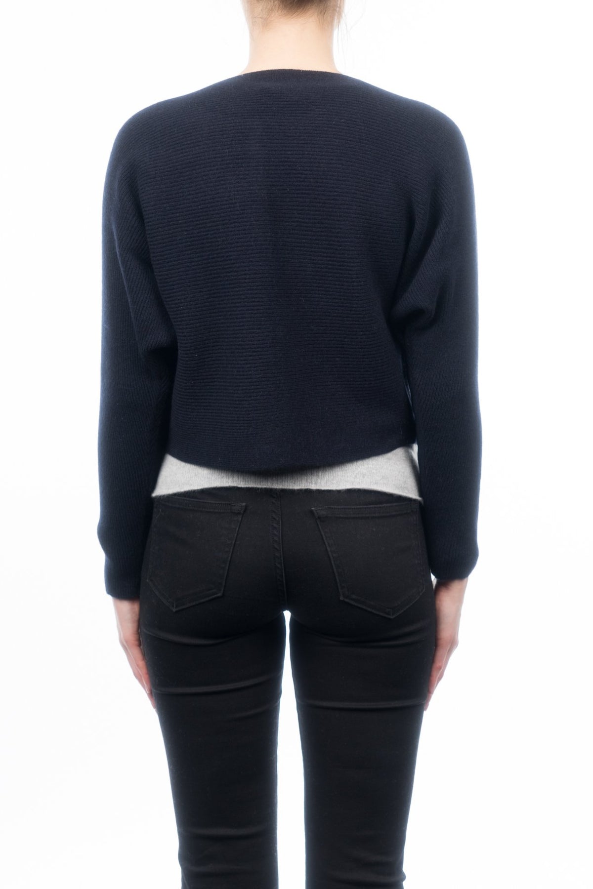 Cardigan court femme 100 % cachemire, coloris Bleu, vue 3 | Dalle Piane Cashmere