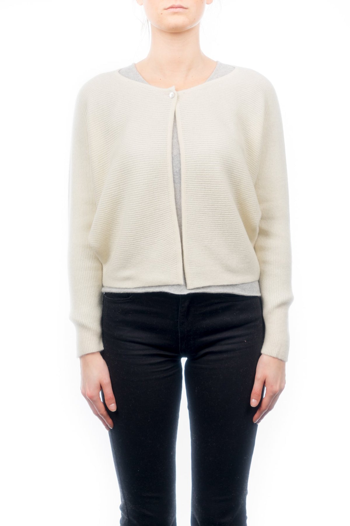 Cardigan court femme 100 % cachemire, coloris Crème | Dalle Piane Cashmere
