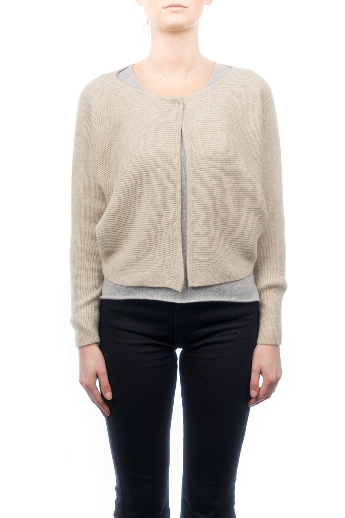 Cardigan corto 100% Cashmere, colore Beige | Dalle Piane Cashmere