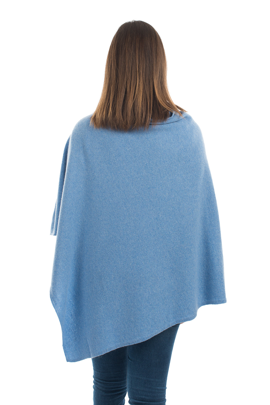 Poncho femme mélange cachemire, coloris Azur, vue 3 | Dalle Piane Cashmere