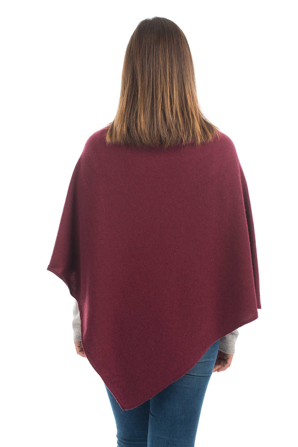 Poncho femme mélange cachemire, coloris Bordeaux, vue 3 | Dalle Piane Cashmere