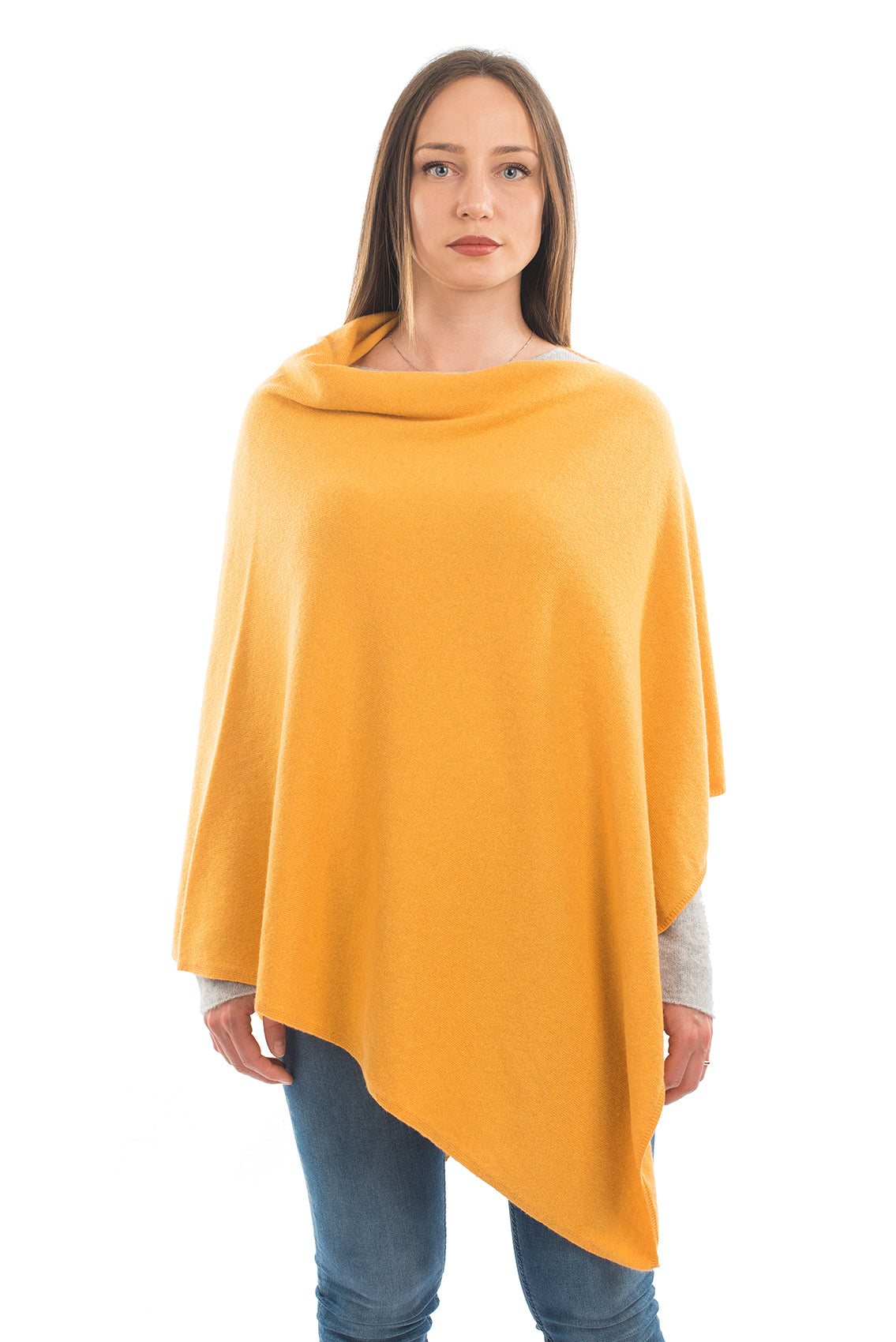 Poncho femme mélange cachemire, coloris Jaune | Dalle Piane Cashmere