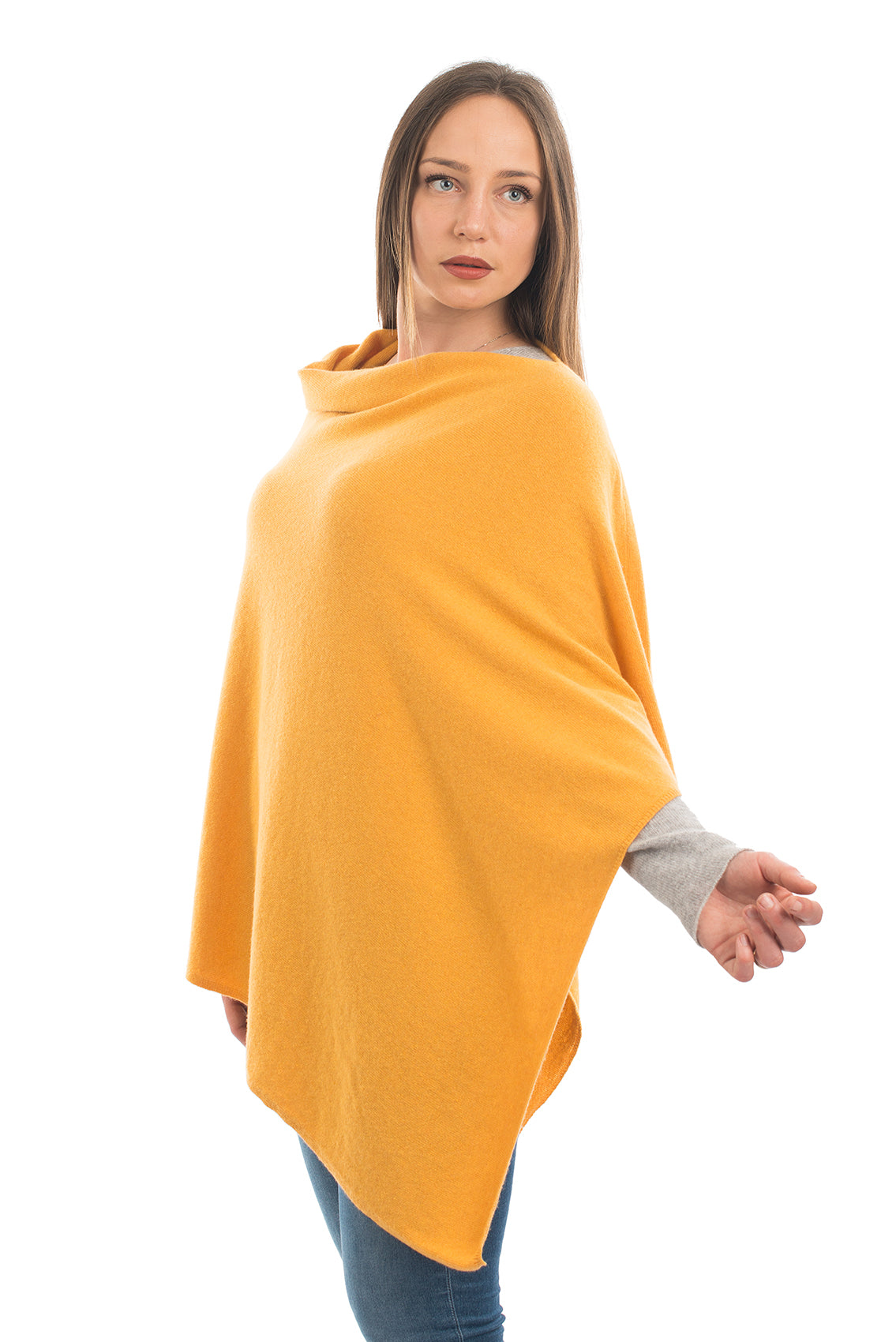Poncho femme mélange cachemire, coloris Jaune, vue 2 | Dalle Piane Cashmere