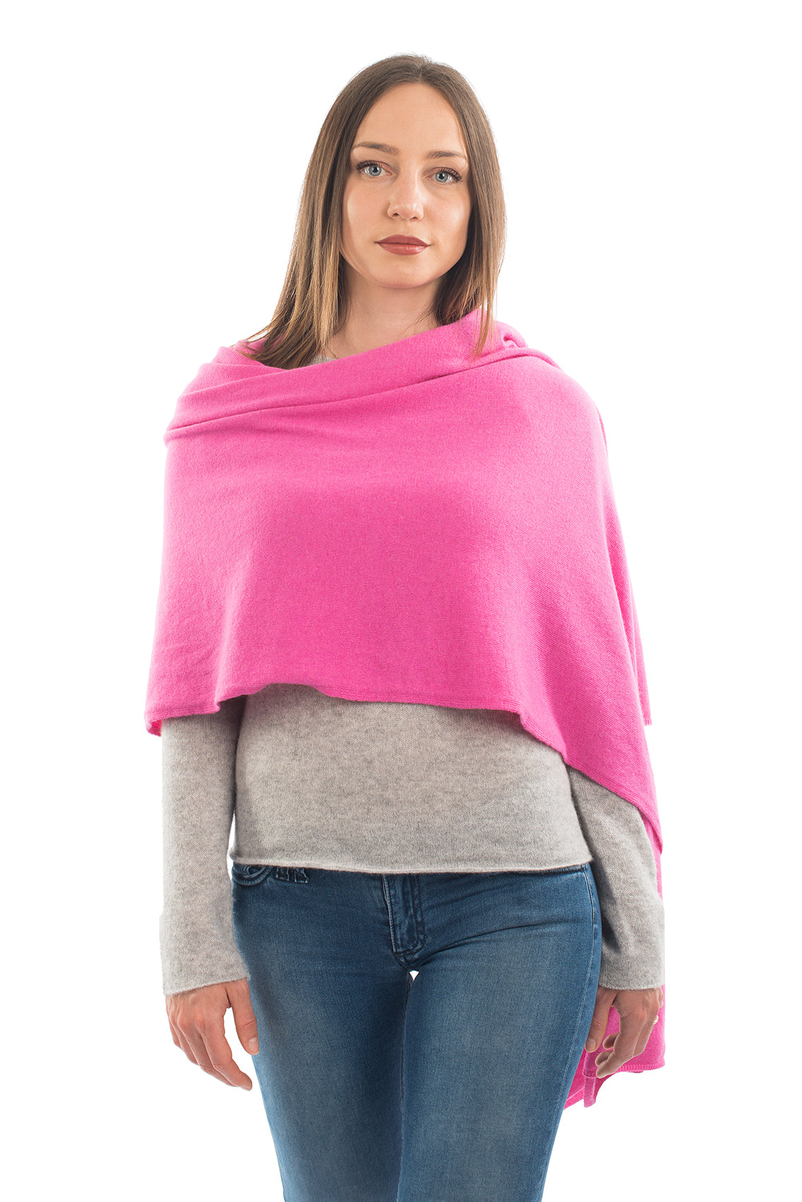 Étole femme mélange cachemire, coloris Fuchsia, vue 2 | Dalle Piane Cashmere