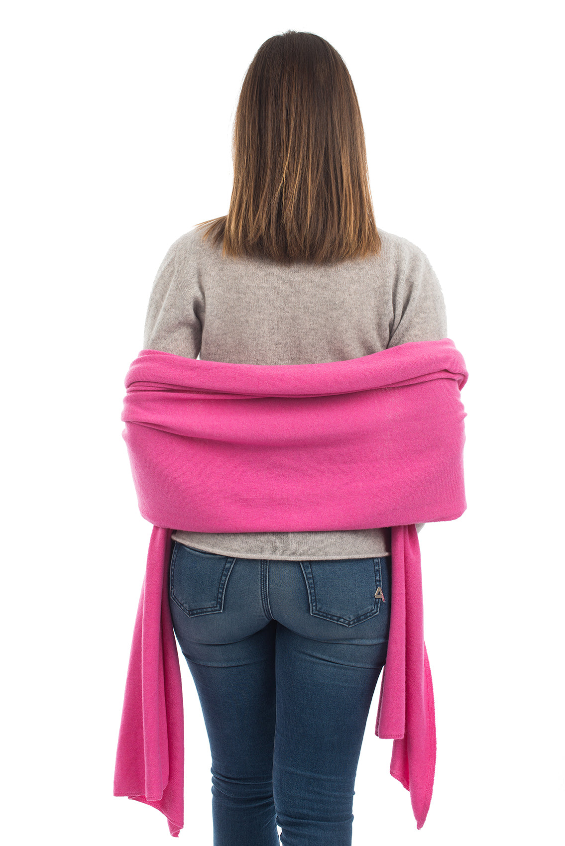 Étole femme mélange cachemire, coloris Fuchsia, vue 3 | Dalle Piane Cashmere